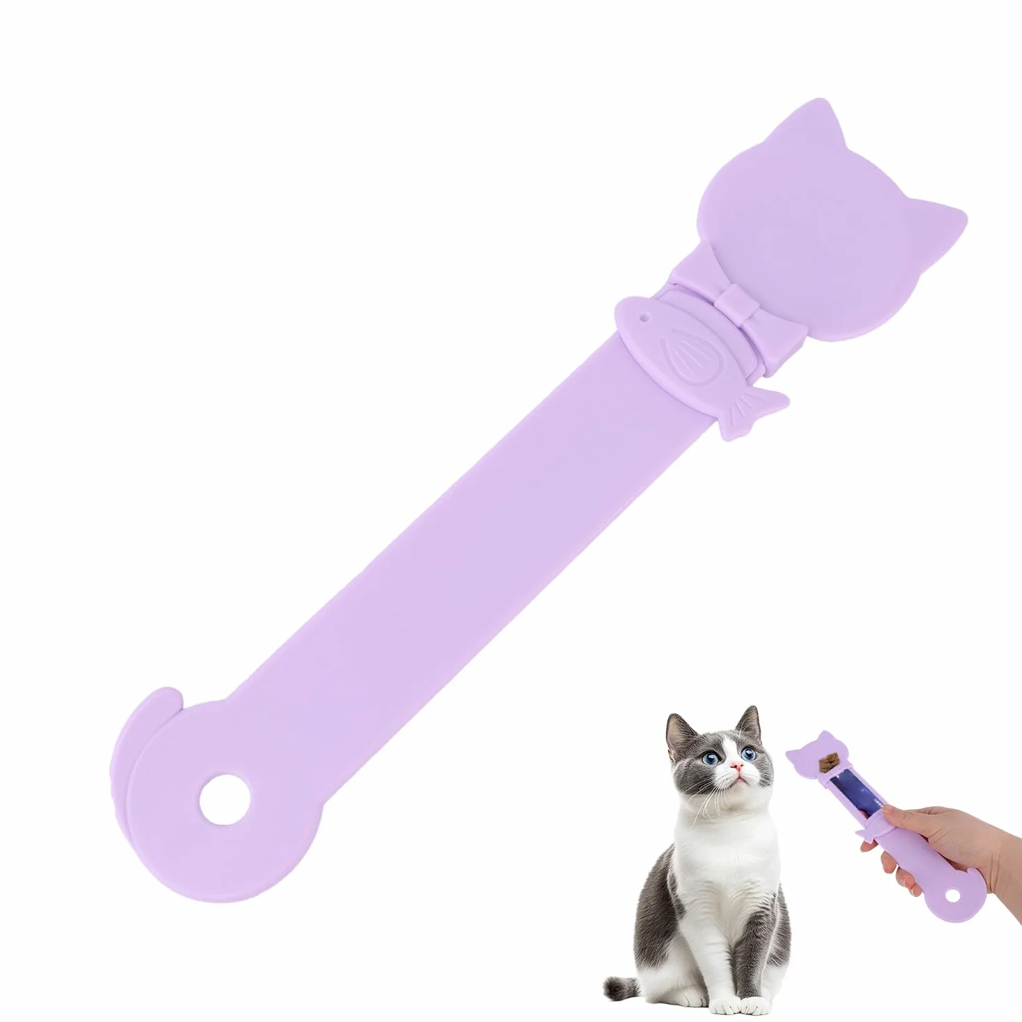 Cuillère à Friandises Chat, Mignonne et Multifonctionnelle Cuillère pour Chat for Aliments Humides Friandises à Lécher et Collations Liquides (Violette)