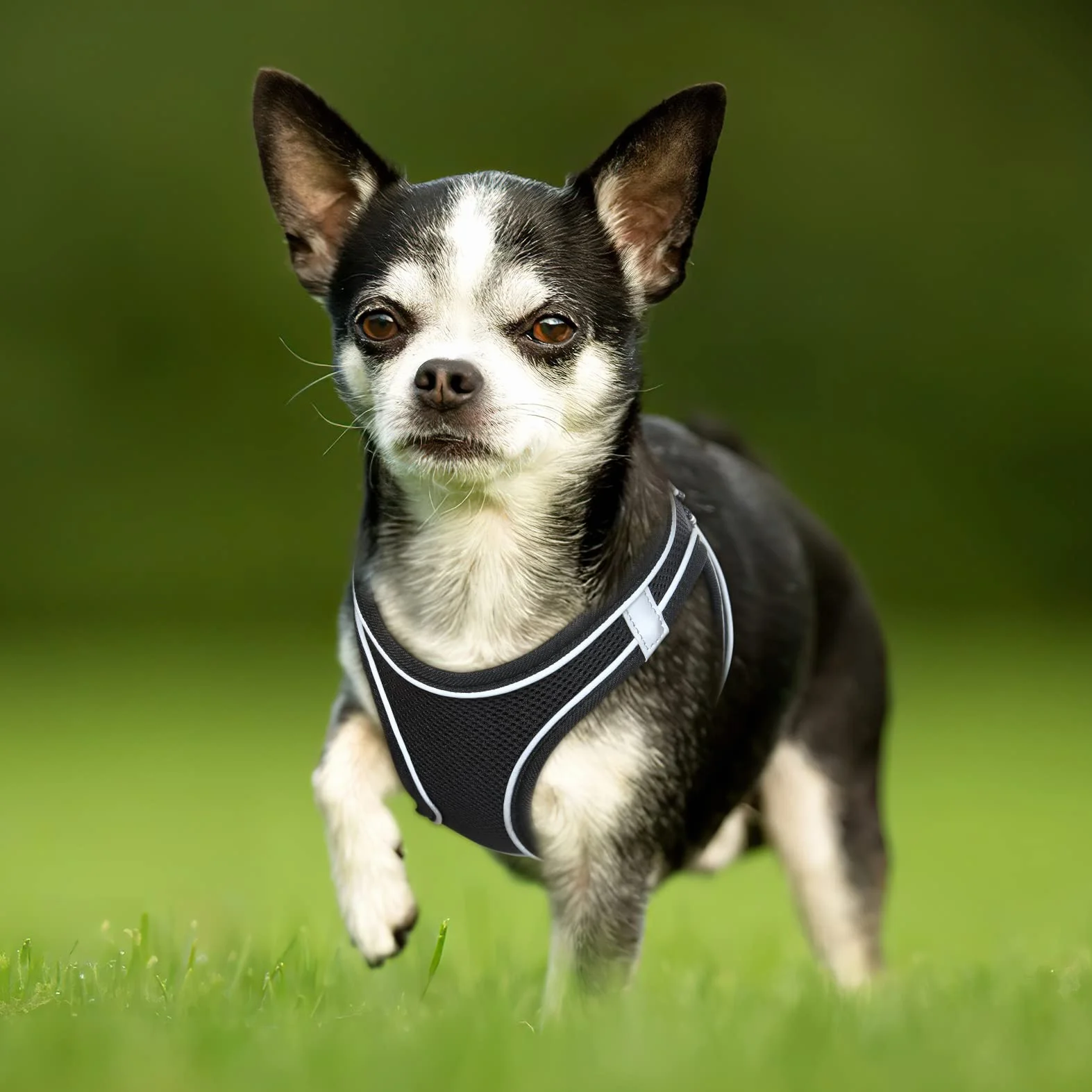 HEELE Harnais pour Chiens Rembourré en Mesh Doux, Respirant, Réglable, Réfléchissant, Noir, 2XS