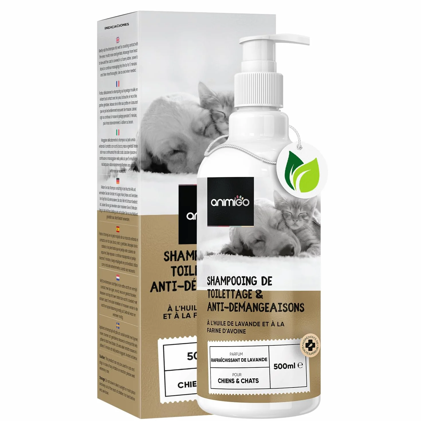 Shampooing Chien Anti Démangeaison 500 ML - Shampoing pour Chien & Chat Naturel - Aloe Vera, Huile De Lavande, Avoine - Shampoing Hydratant Peau, Élimine Les Mauvaises Odeurs, Nettoie & Apaise