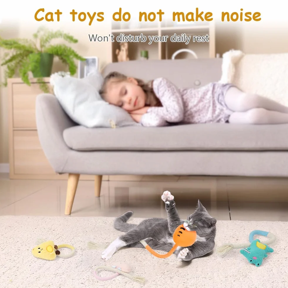 Jouet Chat 4PCS Jouets Interactifs Corde à Taquiner Jouet De Dentition Chaton