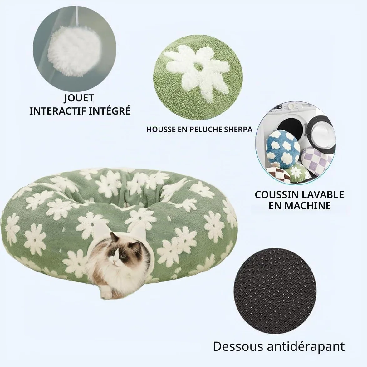 ERNAN Tunnel Pliable pour Chat - Tunnel de Jeu et Tunnel d'éveil pour Chatons, Chiots, Lapins, Petits Chiens (Green)