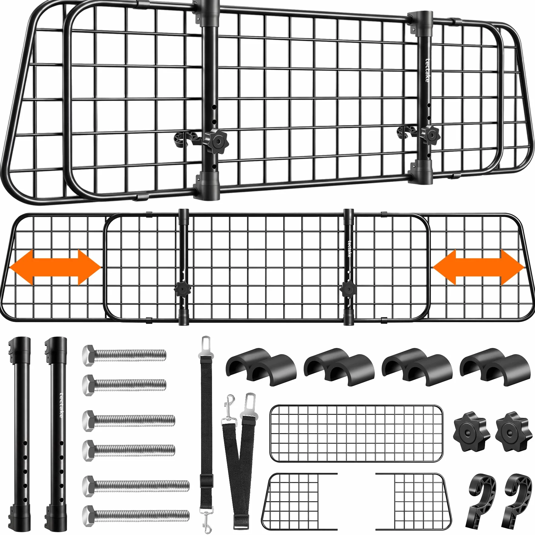 Tectake Barriere de securite Universelle pour Chien Voiture Grille Protection reglable 91,5-154 cm
