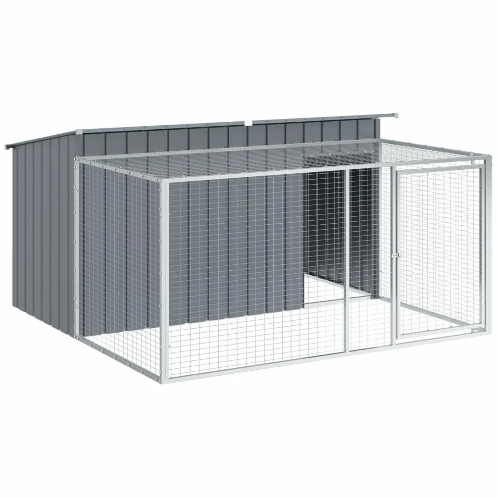 vidaXL Niche pour Chien avec enclos Anthracite 197 x 194 x 110 cm Acier galvanisé