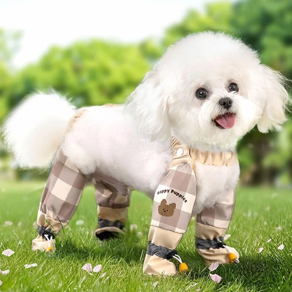 Pantalons anti-saleté imperméables pour chiens avec bretelles, chaussures antidérapantes