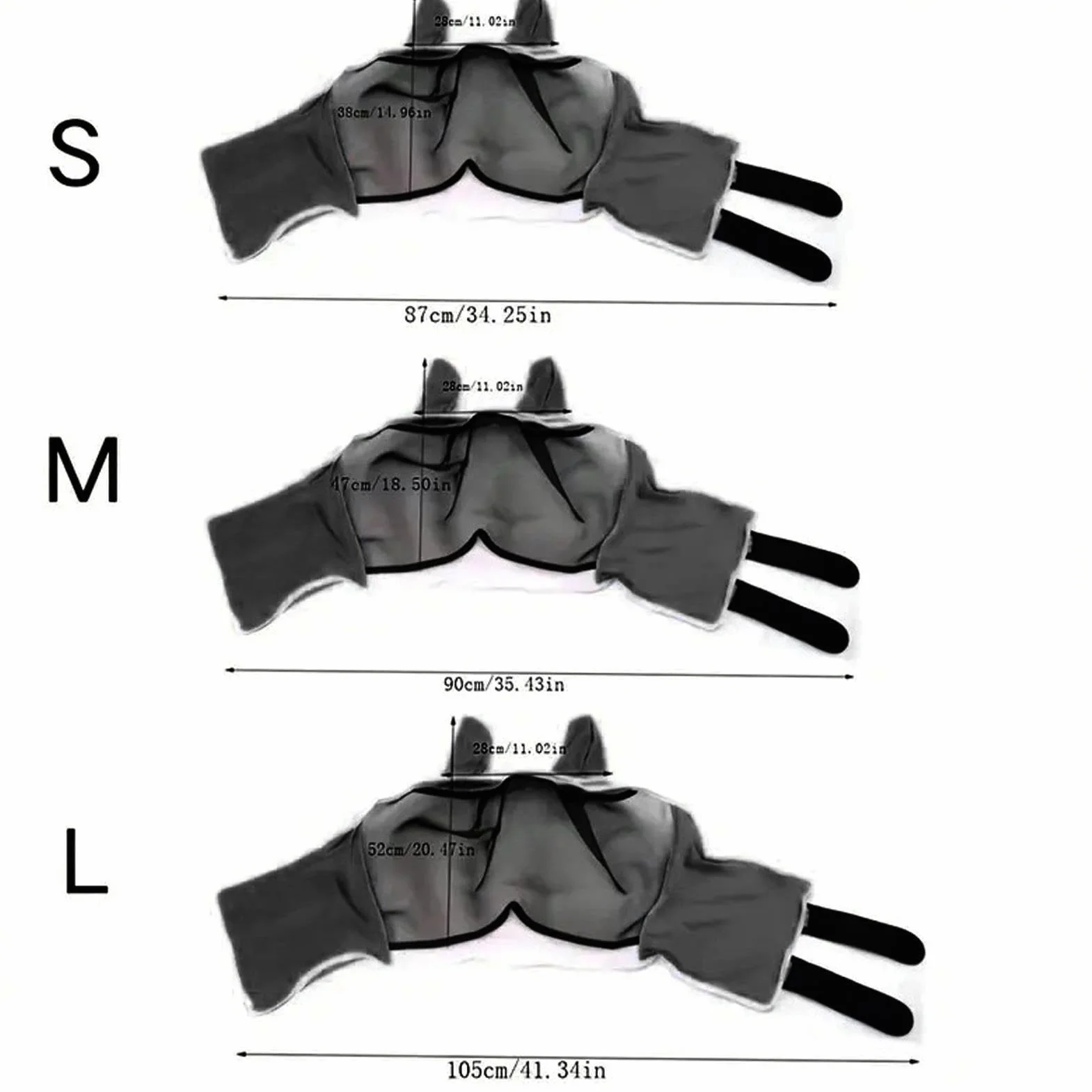 Masque Anti-Mouches pour Cheval Tissu Respirant Protection UV avec Oreilles Sangle Élastique Demi-Masque
