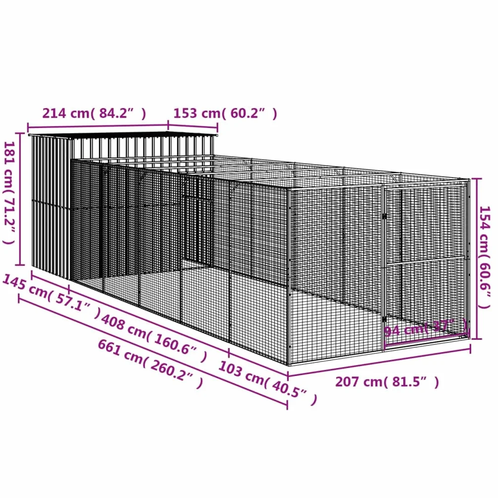Niche pour chien gris clair 214x661x181 cm