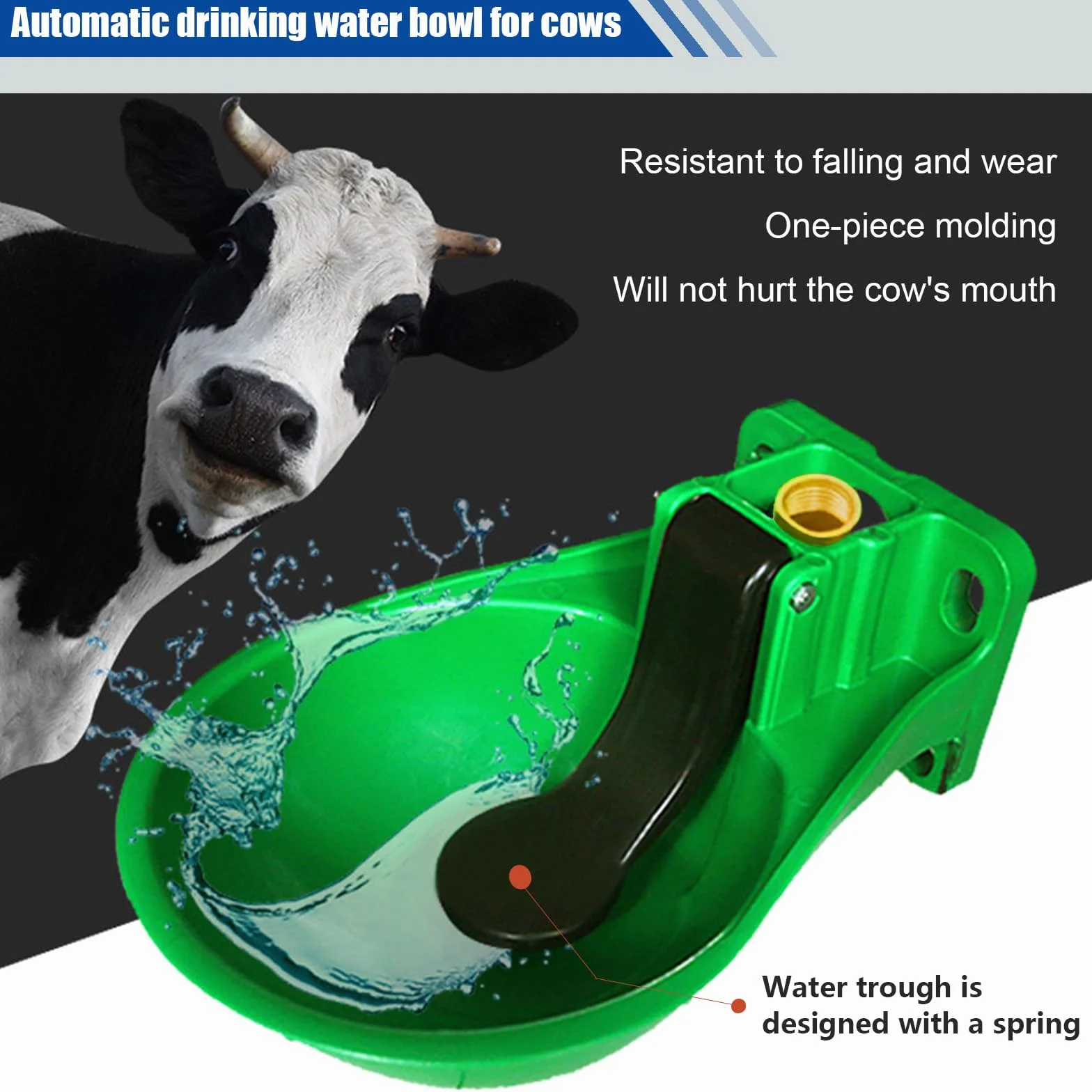 Abreuvoir Automatique pour Chevaux et Bovins avec Languette à Pression, Vert
