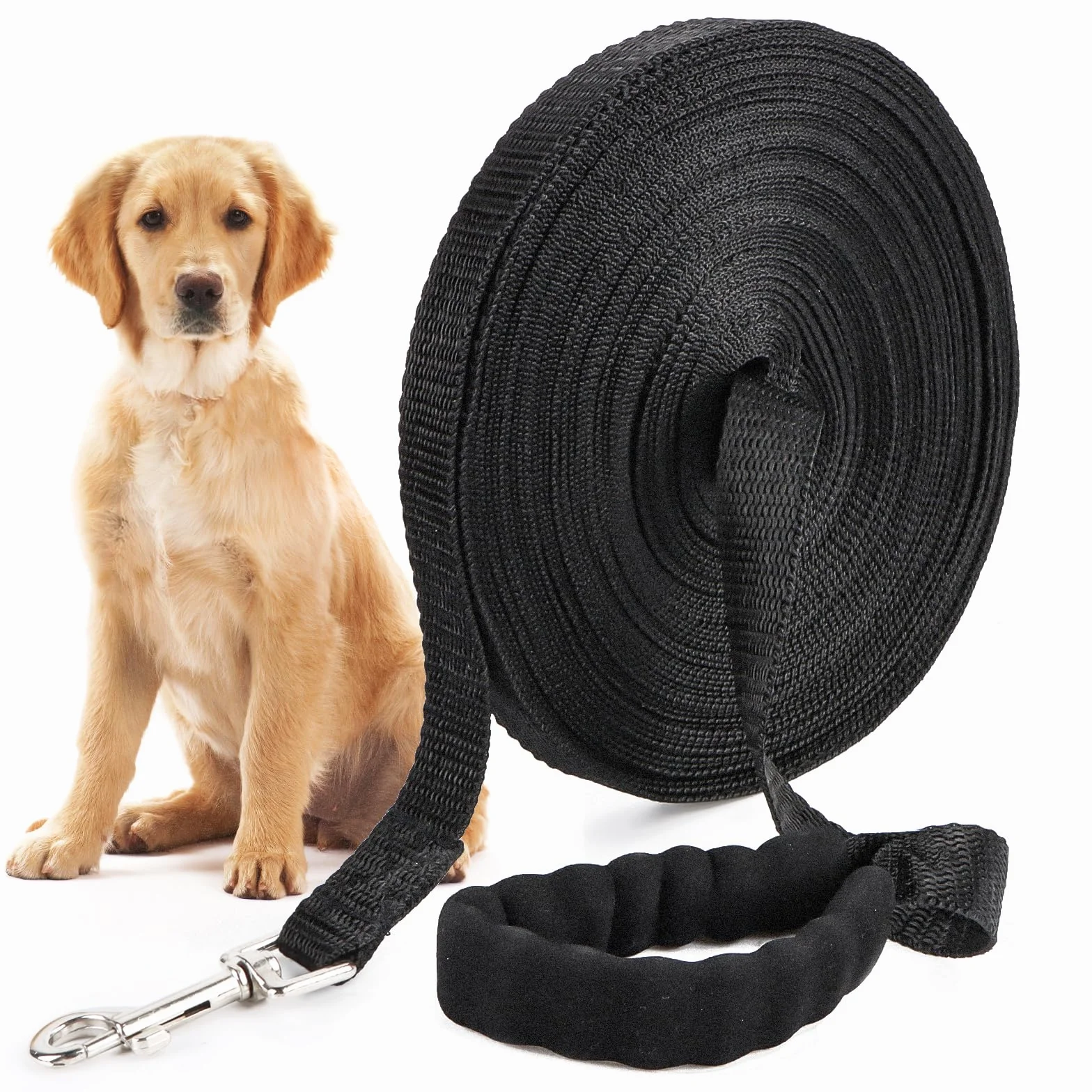 Longe pour Chien 20m Noir - Laisse de Dressage Longue pour Petites à Grandes Tailles