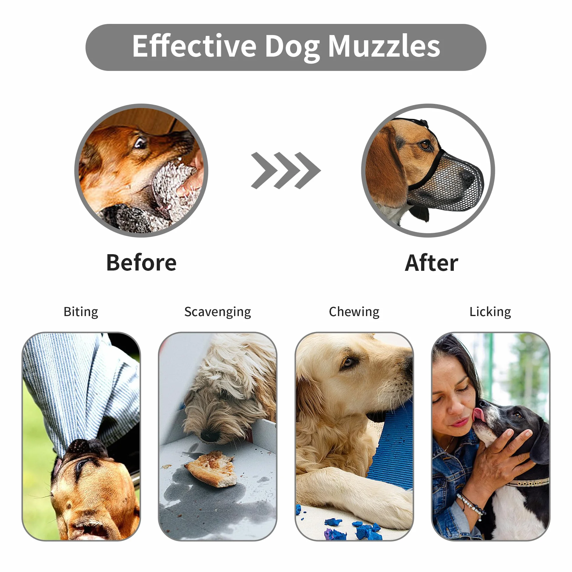 Muselière noire pour chien, respirante, douce, pour petits chiens, empêche les aboiements, les morsures, la mastication, réfléchissante, réglable, pour caniche, jouet, noir, taille S