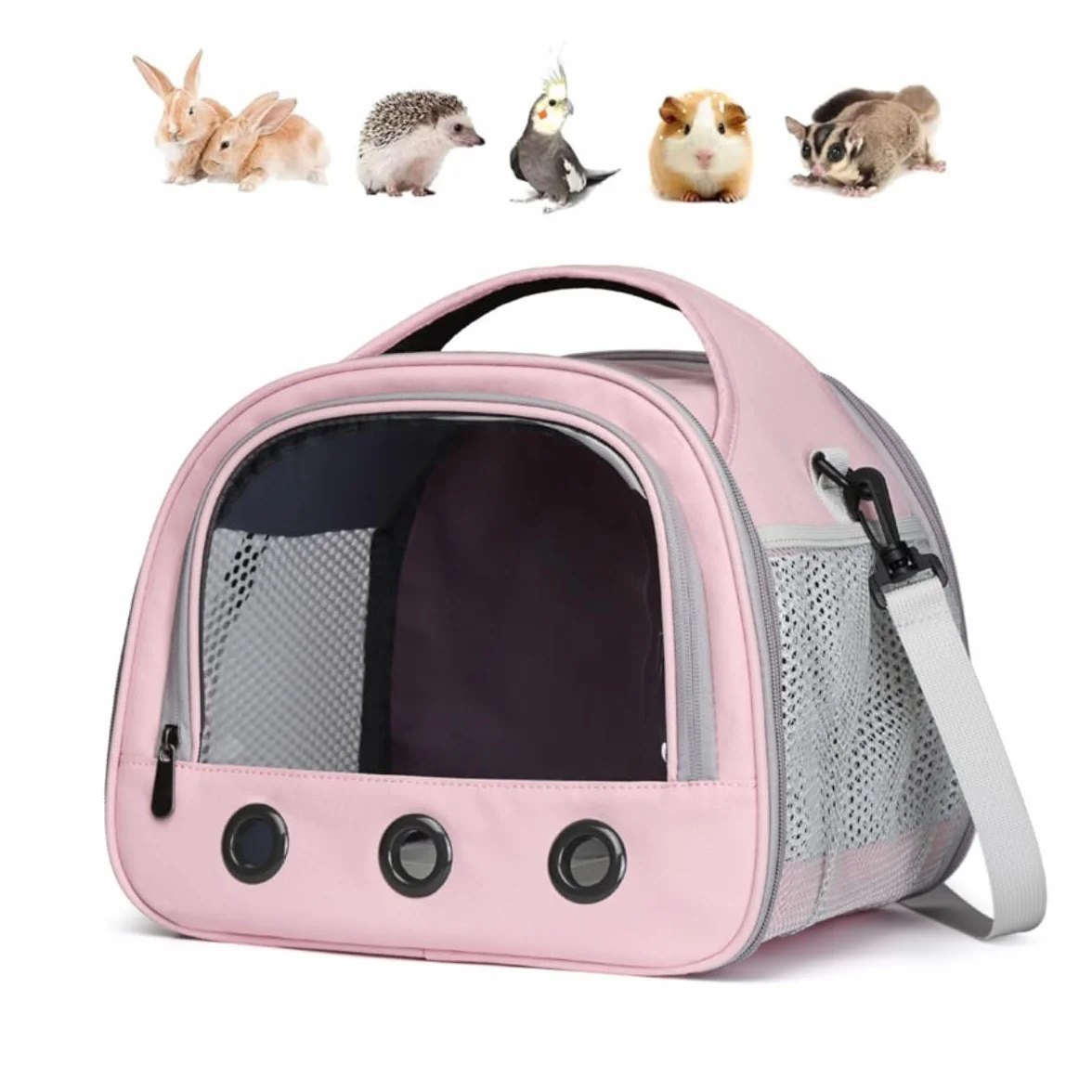 SOONHUA Sac de Transport pour Petits Animaux, Voyage Portable avec Fenêtre Transparente et Maille Respirante pour Cochon d'Inde