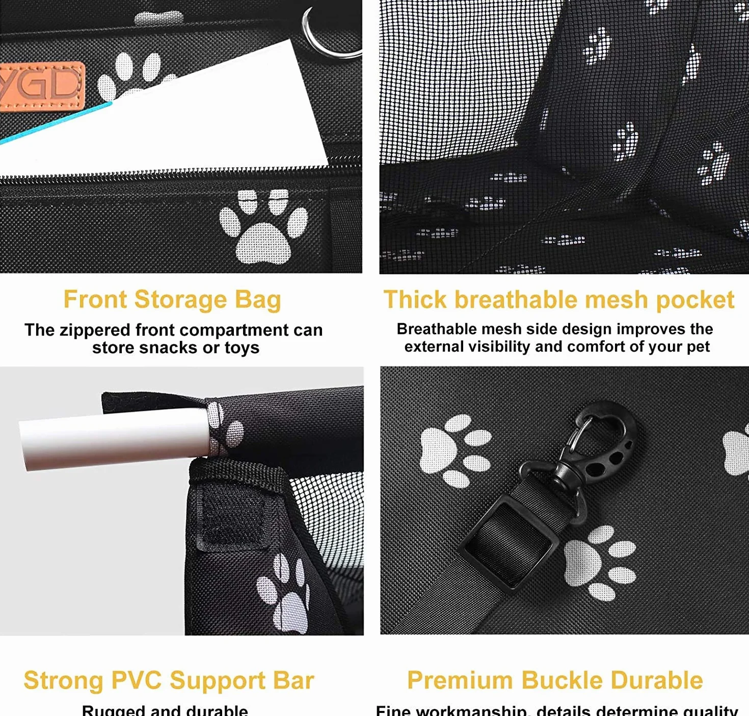 BYGD Siège d'appoint pour Chien avec Tige de Support de nivellement, siège d'auto pour Chien adapté aux Animaux de Petite et Moyenne Taille.