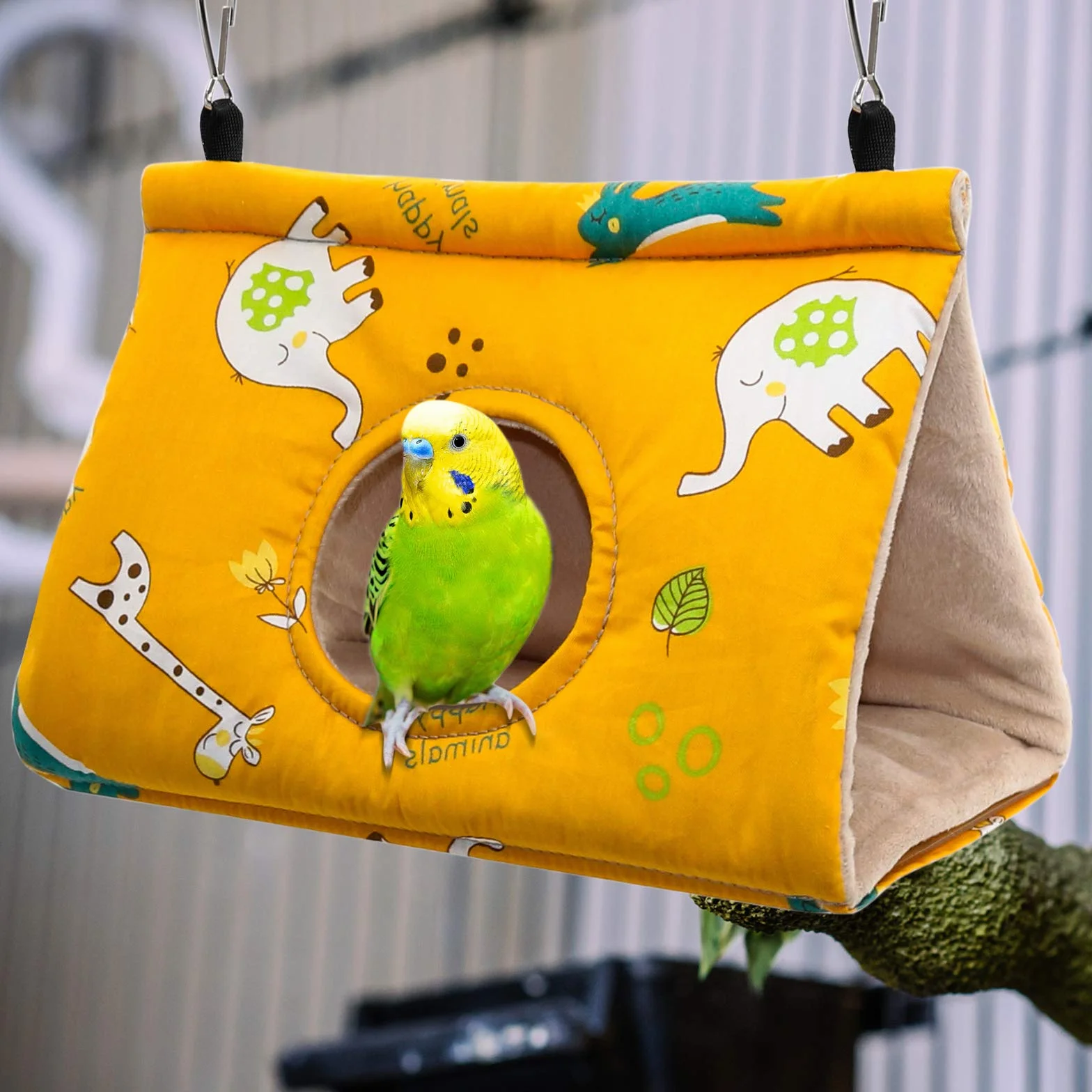 Perroquet Hamac Nid D'oiseau Chaud Doux Hamac en Peluche Suspendu Cage Tente pour Perruche Calopsitte Amazones Cacatoès Canari Cage Jouet M