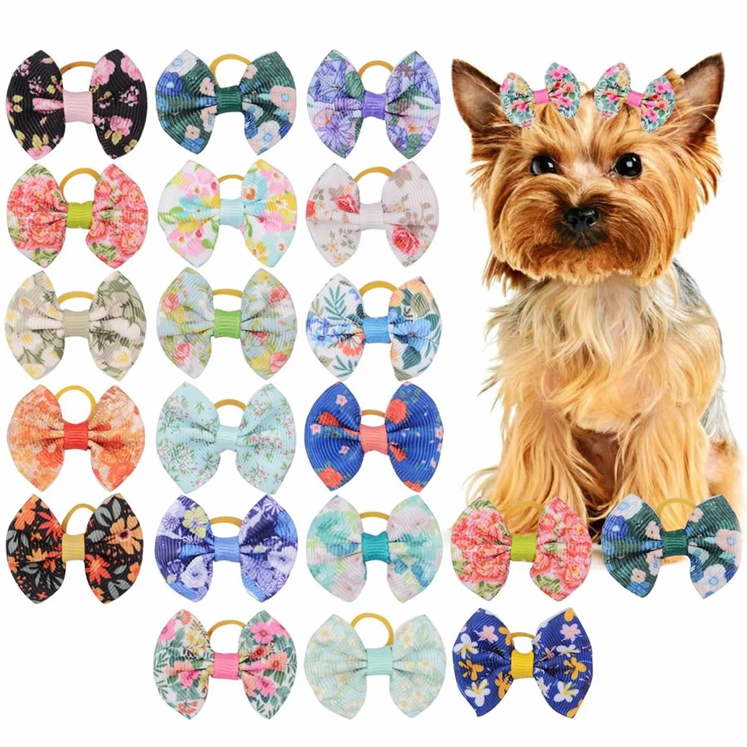 Élastiques Nœud pour Chien Plusieurs Styles Petits Nœuds pour Poils de Chien Accessoires Toilettage Mignons