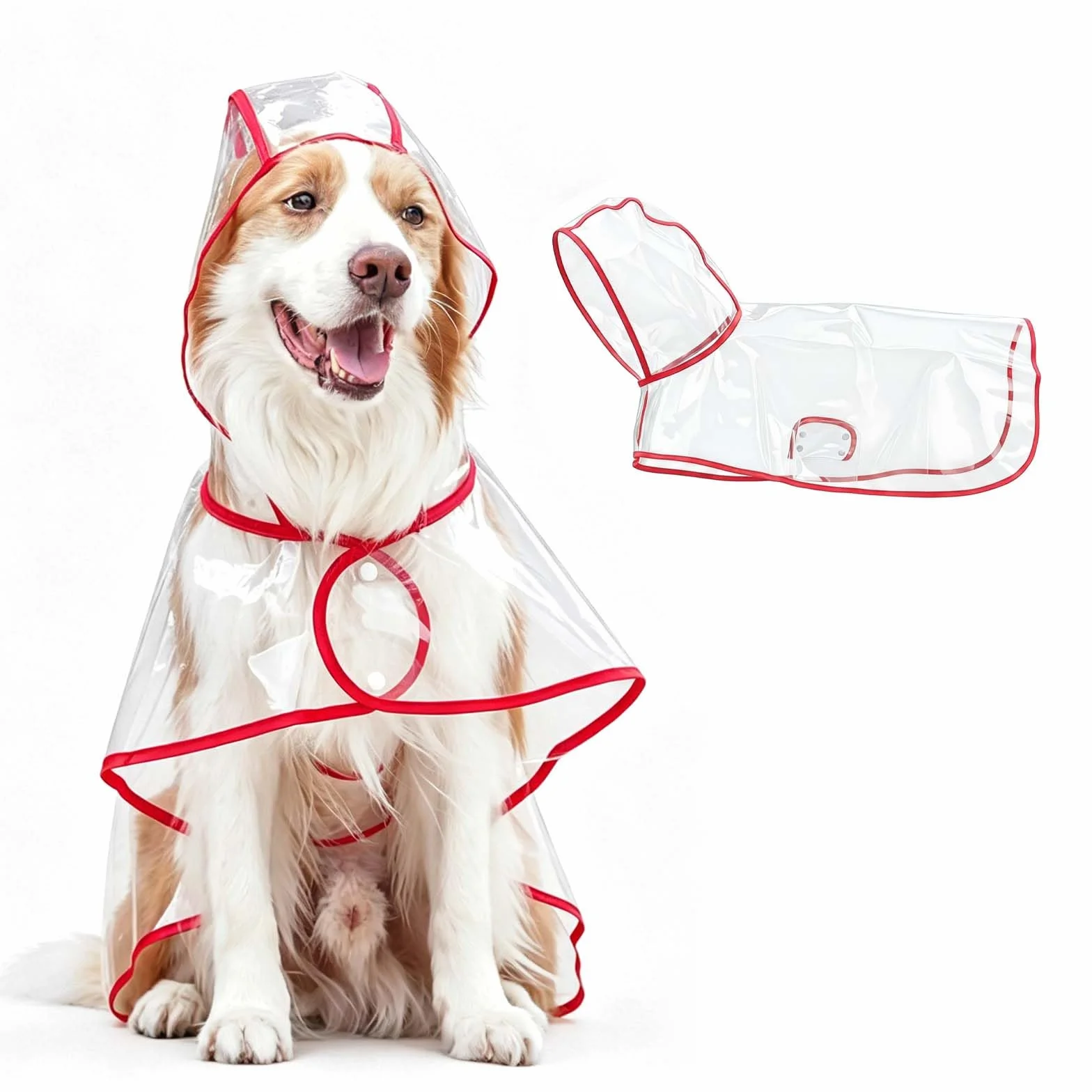 Imperméable Veste de Pluie pour Chien avec Capuchon S-2XL Manteau Chien Imperméable PE Pluie Chiens