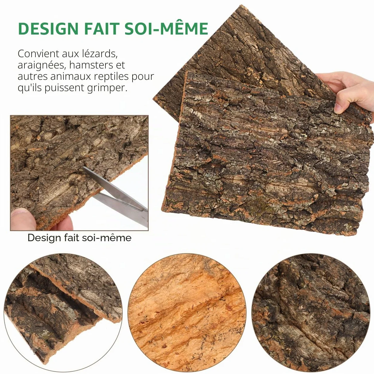 Garneck Parois arrière en écorce de liège pour terrarium 30 x 20 cm – Surface d'escalade pour reptiles