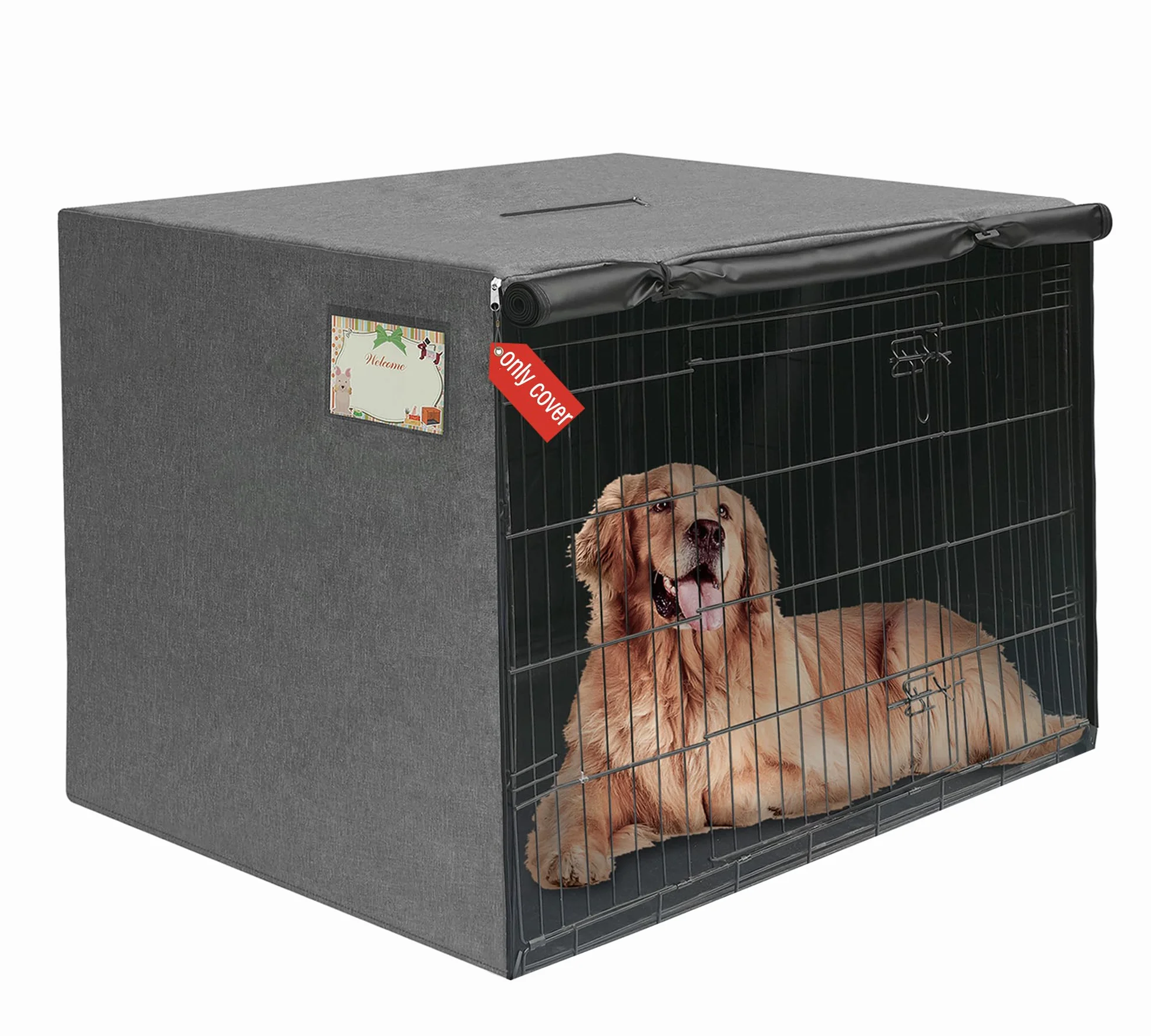 HiCaptain Housse de cage pour chien imperméable résistante au vent double porte 124 x 78 x 81 cm