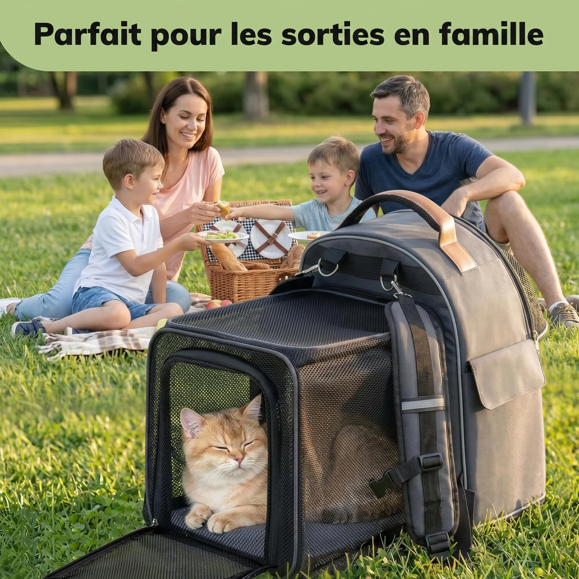 Morpilot Sac Transport 102% Extensible pour Chien avec Peluche Amovible Et Laisse De Sécurité Intérieure Sac à Dos Pliable pour Chat pour Train/Voiture/Voyage