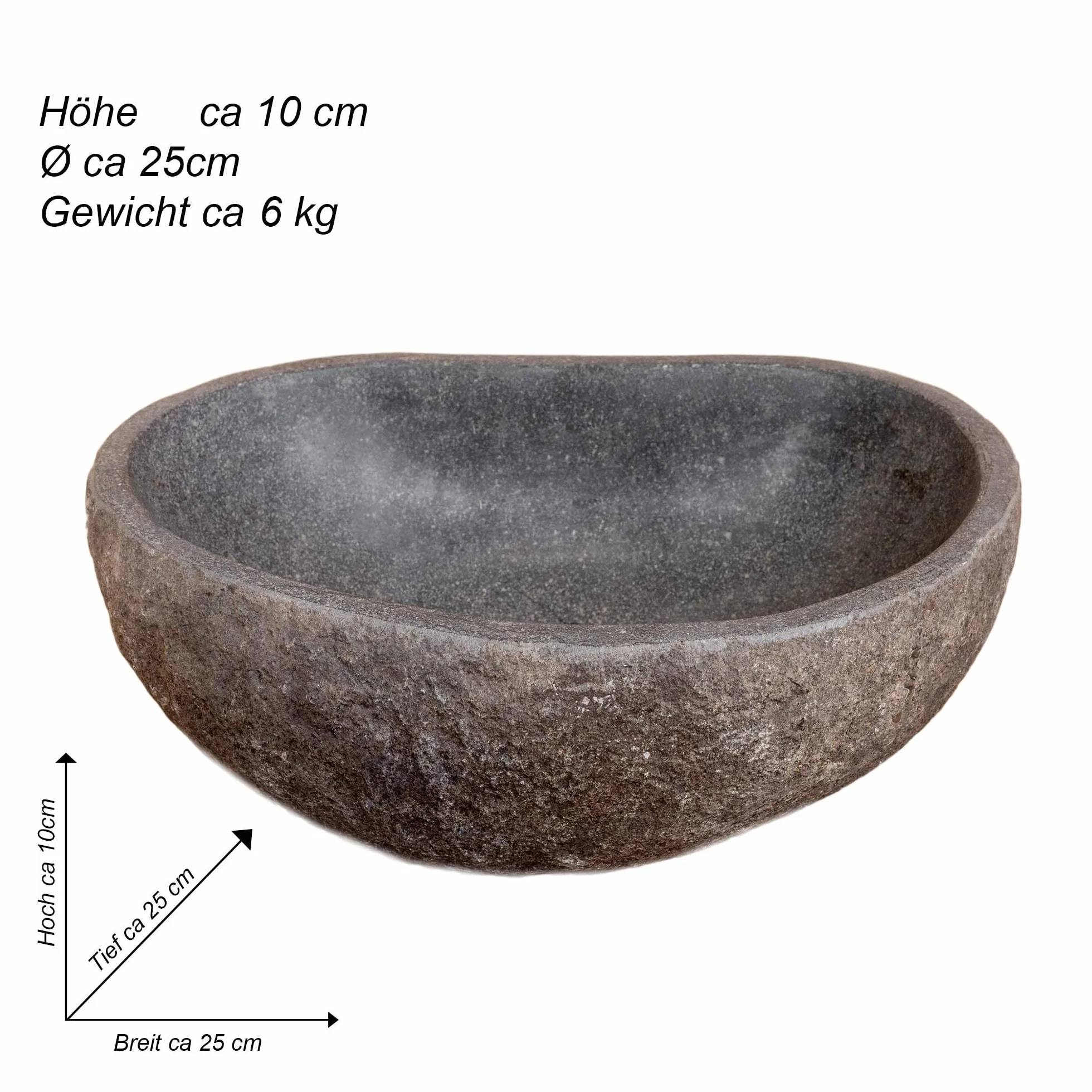 ART-CRAFT Steintrog Abreuvoir en pierre naturelle 25 cm résistant au gel pièce unique 7-9 kg