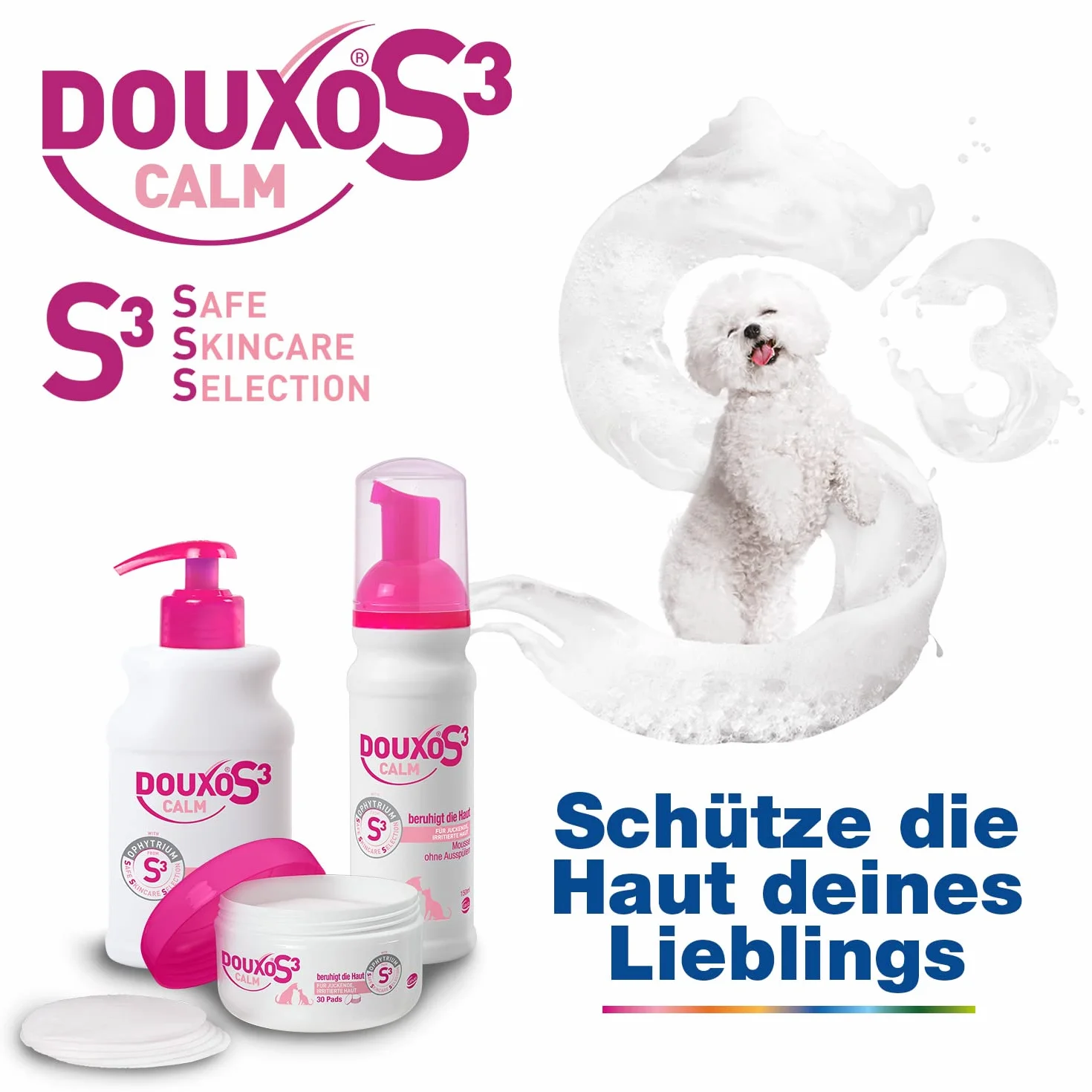 DOUXO S3 Calm Mousse pour chiens et chats - Hygiène des peaux sensibles - 150 ml