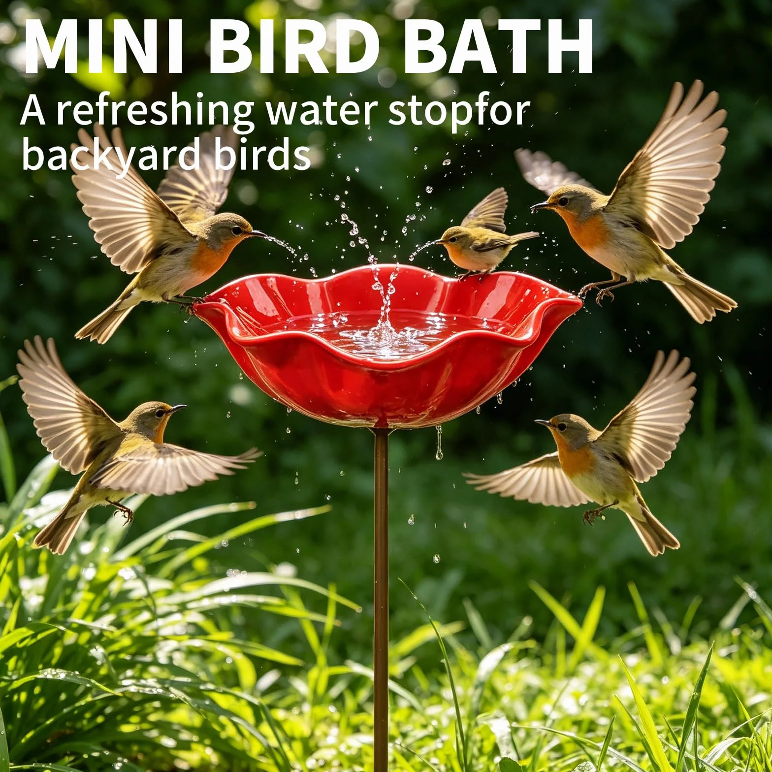 Abreuvoir pour oiseaux en métal en forme de fleur, lot de 3 pour jardin extérieur