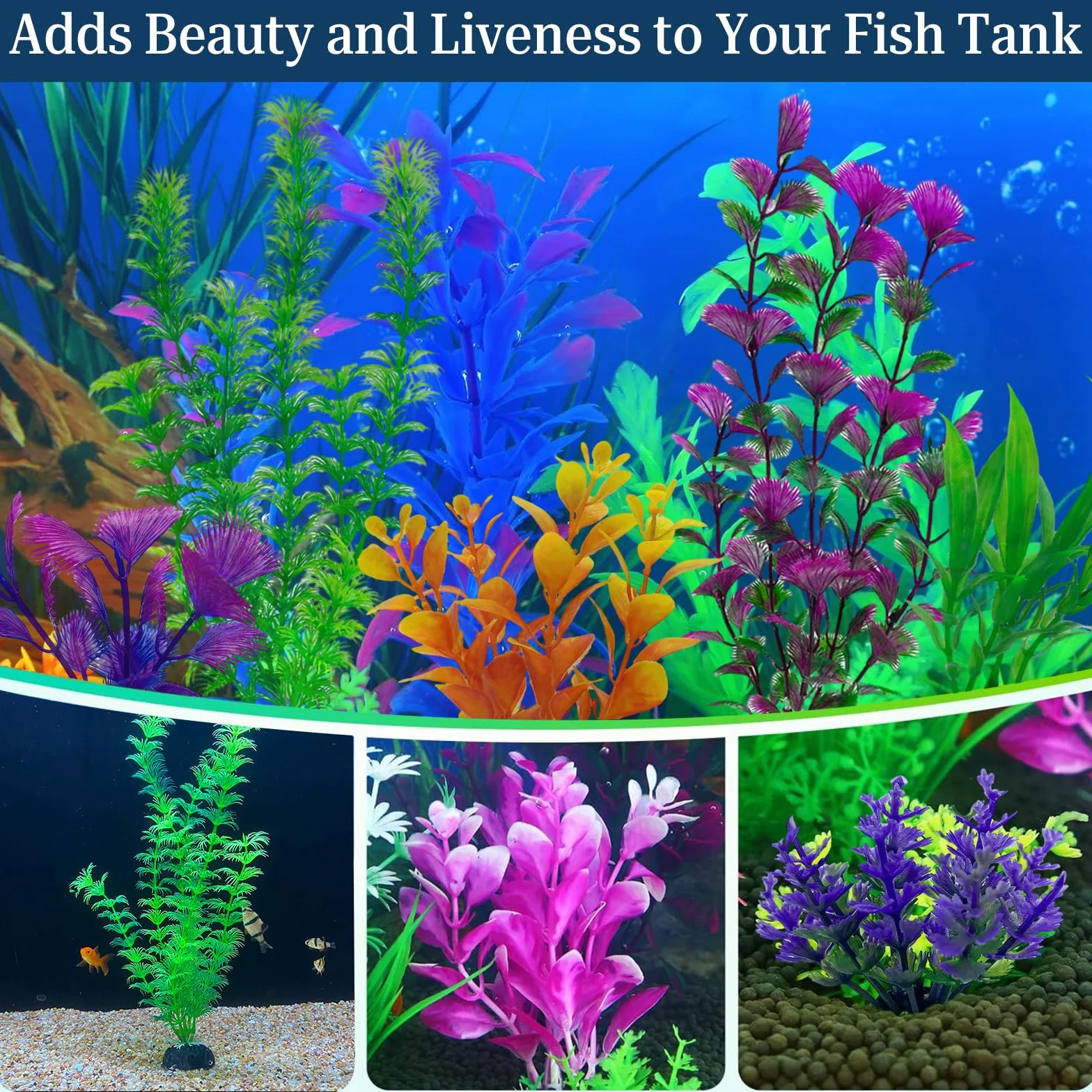 27 Pièces Décoration Aquarium Plante Artificielle PVC Colorée Poisson Réservoir Maison Bureau