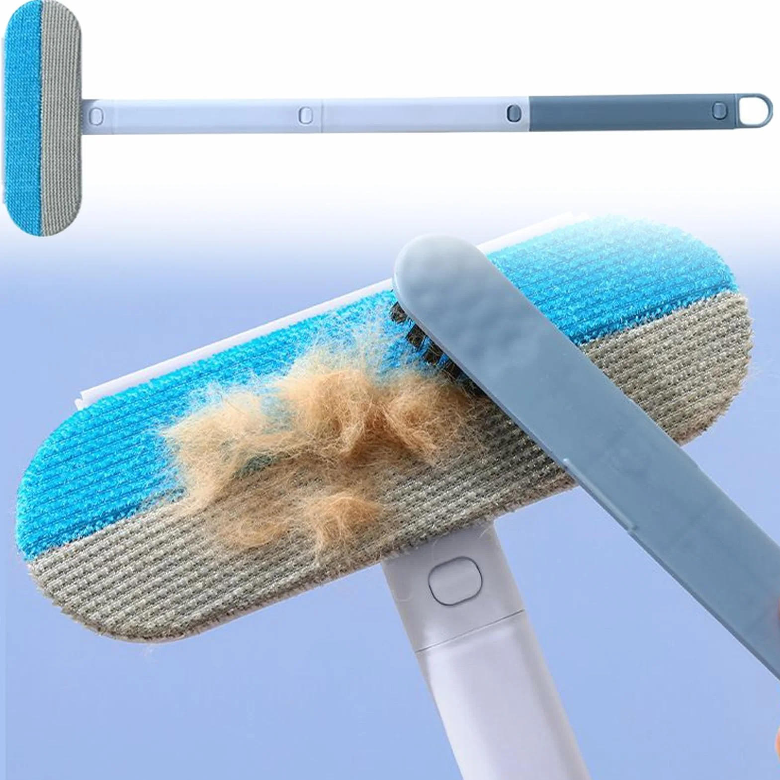 Brosse à cheveux pour animaux réutilisable - Balai de nettoyage extensible avec longue poignée, dissolvant de fourrure de chat lavable