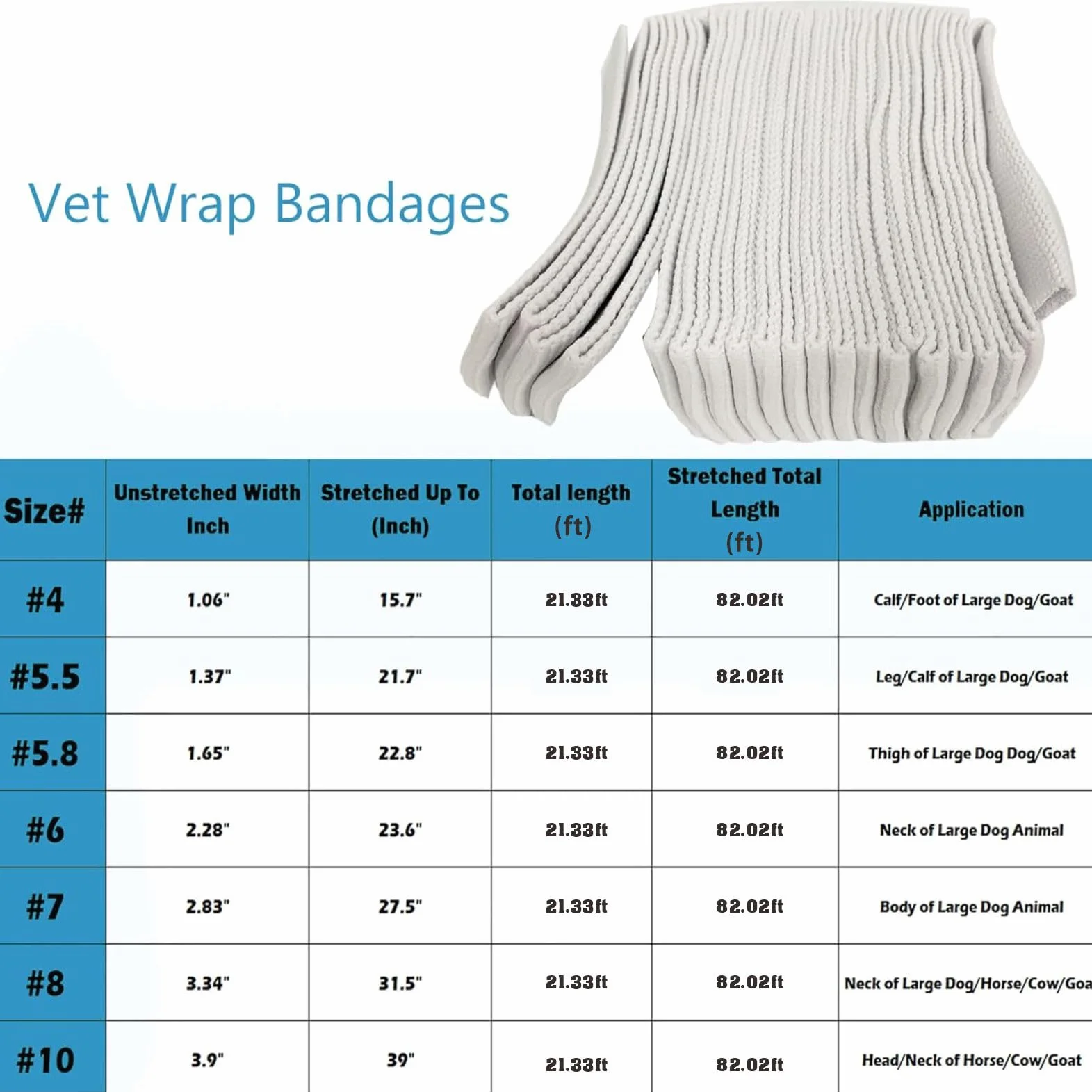 Edward Cows Cavals Vet Wrap Elastic Net Tubular Support Bandage for Leg Joint Hoof Cani Gatti Wound Dressing Retainer