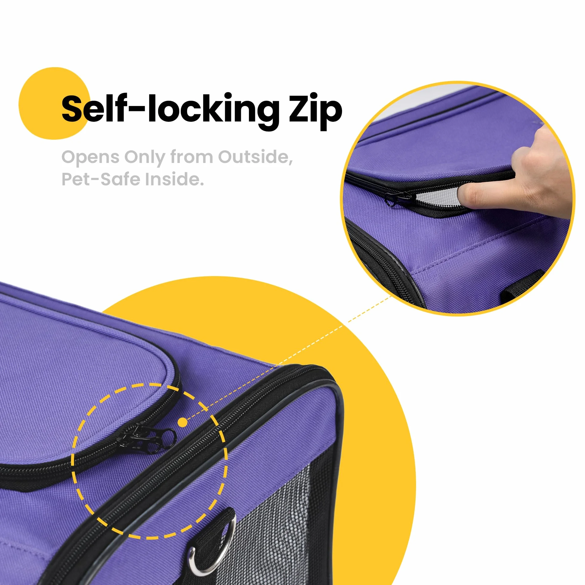 Sac de Transport Chat Chien Pliable Violet M avec Tapis en Laine pour Voyage