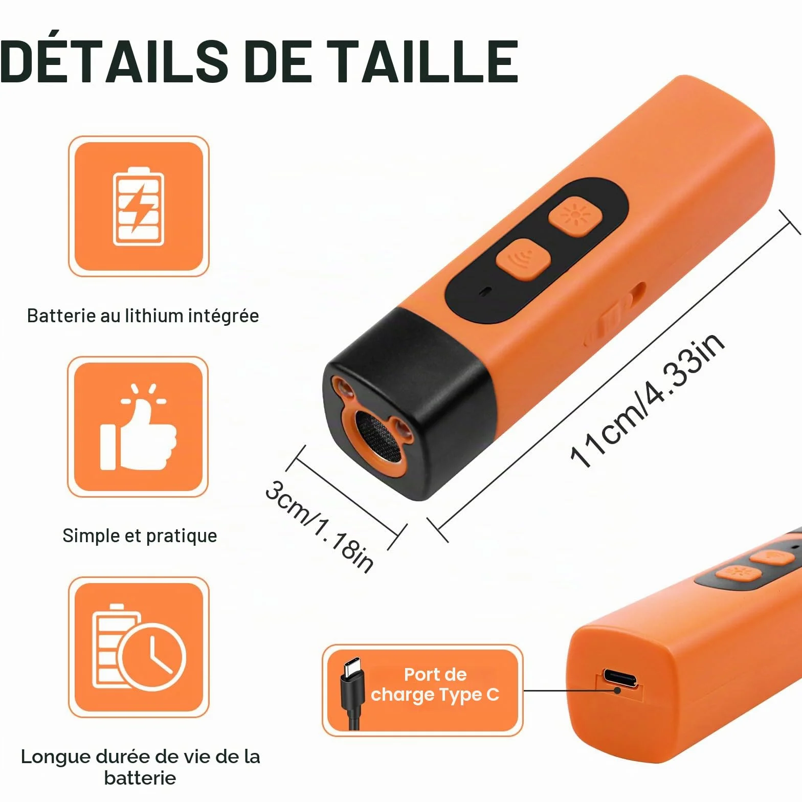 Dispositif Anti-Aboiement Ultrason Rechargeable pour Chiens, 3 Fréquences Réglables