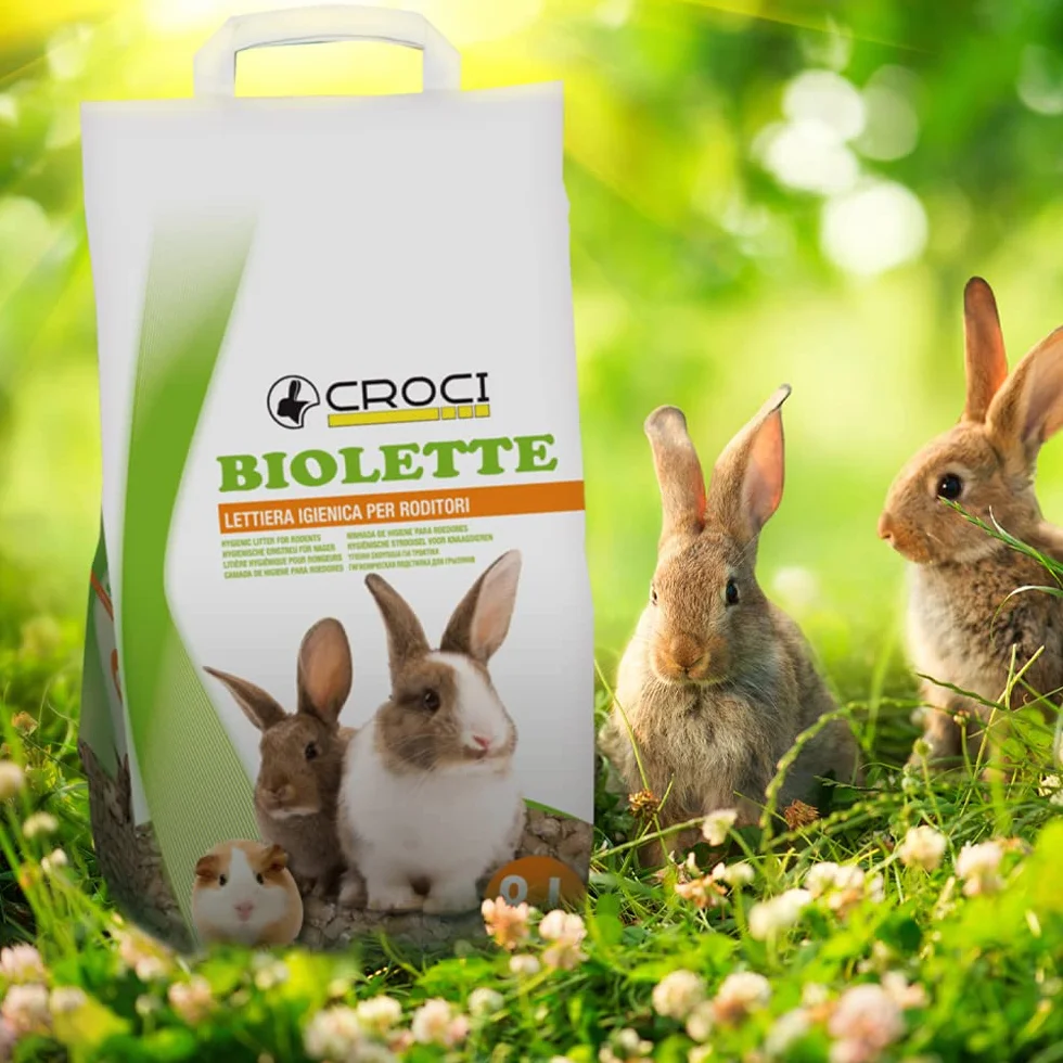 Croci Biolette Litière Écologique 8 L en Granulés pour Lapins Rongeurs Oiseaux Petits Mammifères
