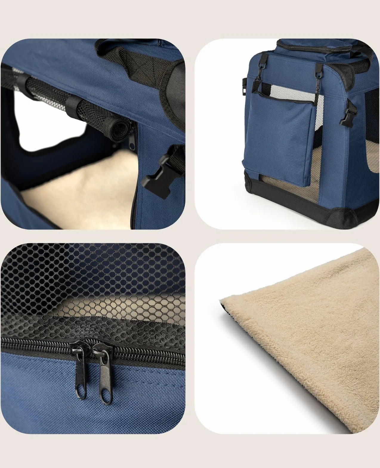 Lionto Caisse de Transport Pliable pour Chien Chat 50x34x36 cm Tissu Oxford Robuste