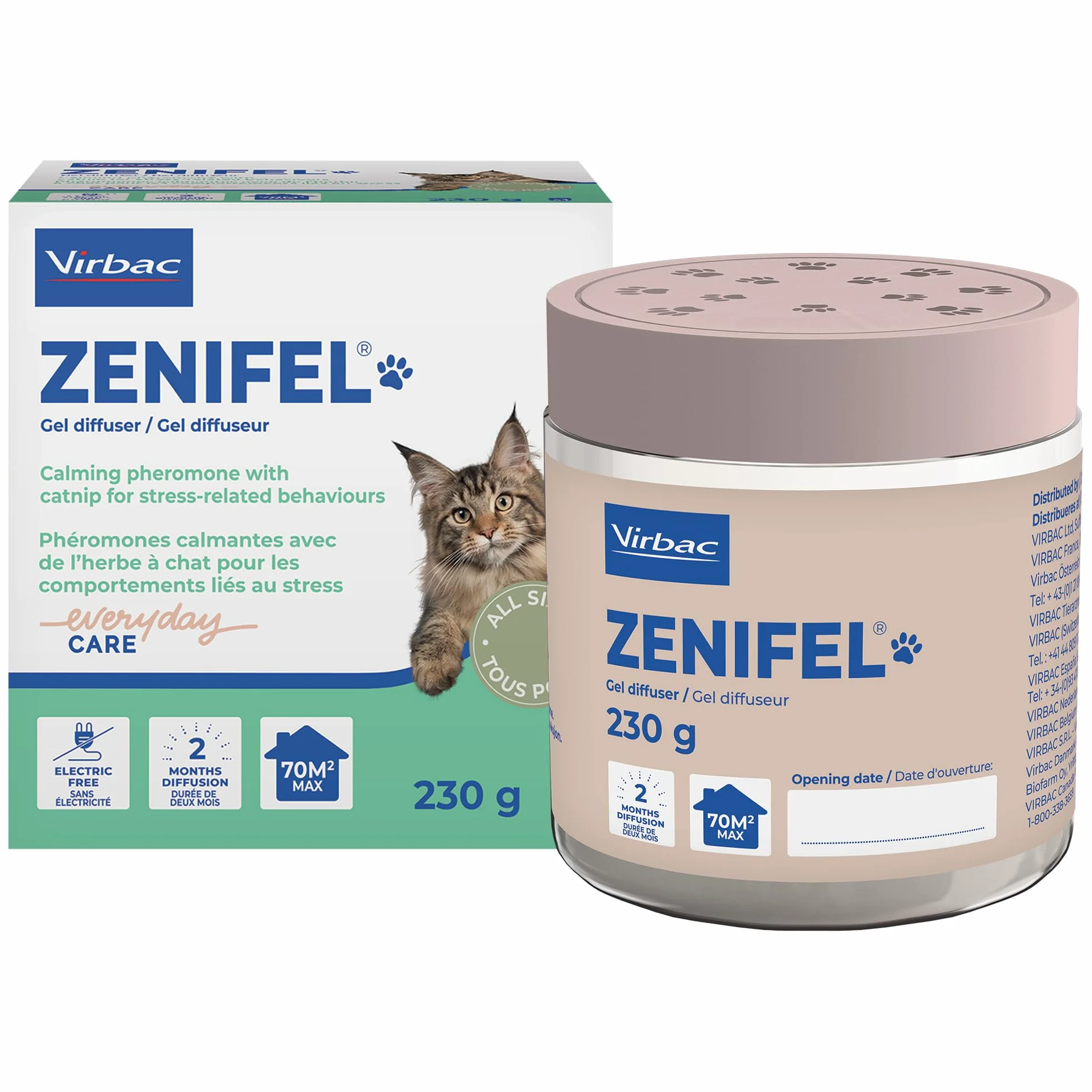 Virbac Gel Diffuseur à Base de Phéromones Chat et Herbe à Chat - 2 Mois d'action - sans Électricité