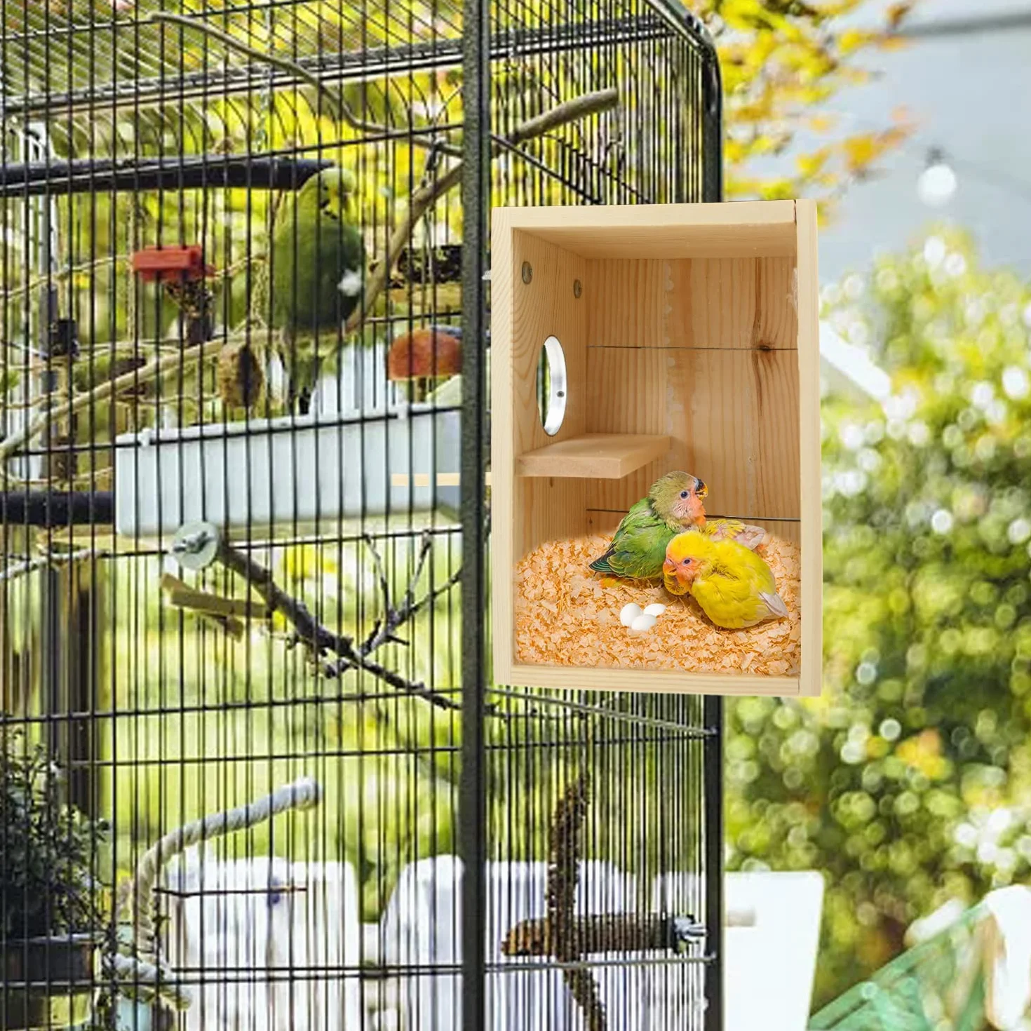 Nichoir à Oiseaux en Bois Acrylique Transparent pour Perruches, Perroquets
