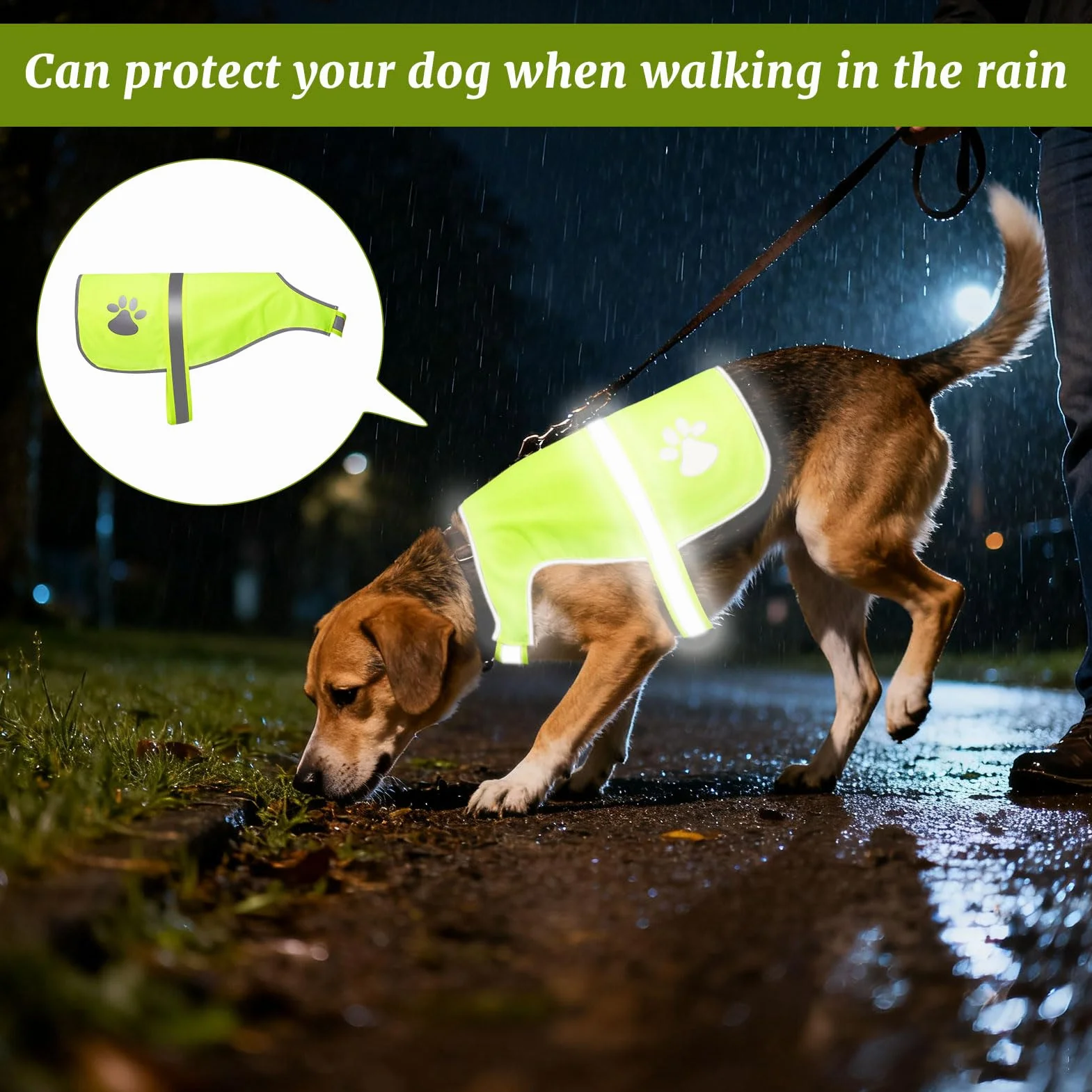 Gilet Jaune Chien Fluo Réfléchissant pour Promenades Nocturnes Petit Grands Chiens