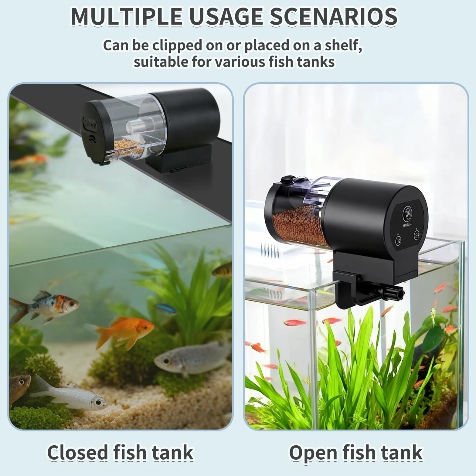 Distributeur Automatique Nourriture Poissons Aquarium 100ml 7 Niveaux Minuterie 12/24h Ultra Silencieux