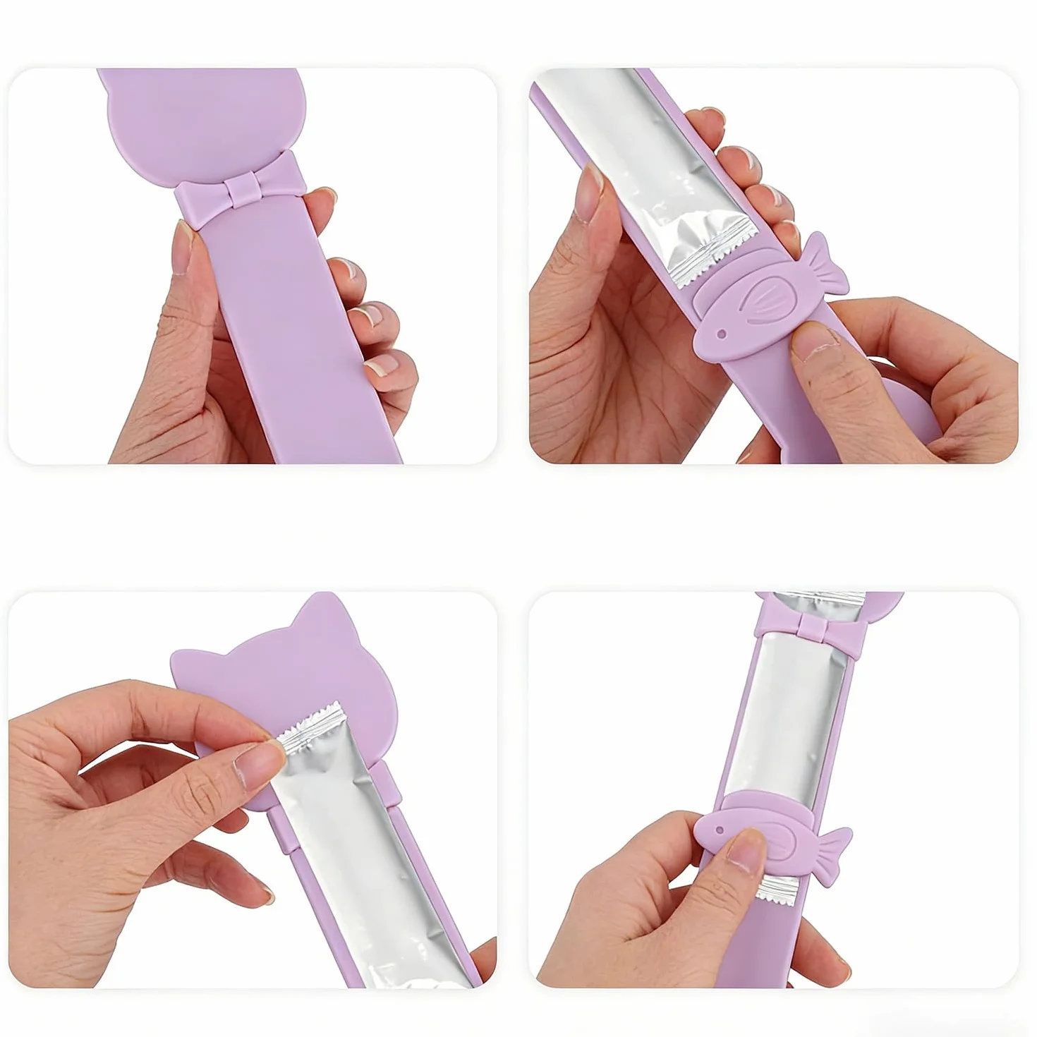 Cuillère à Friandises Chat, Mignonne et Multifonctionnelle Cuillère pour Chat for Aliments Humides Friandises à Lécher et Collations Liquides (Violette)