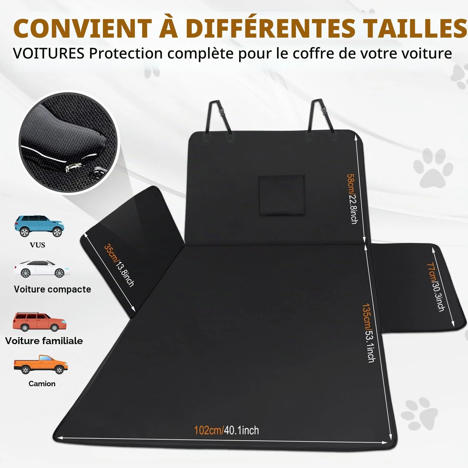 Zanfqvo Protection Coffre Voiture Chien avec Protection latérale Imperméable Antidérapante Housse de Coffre Universelle