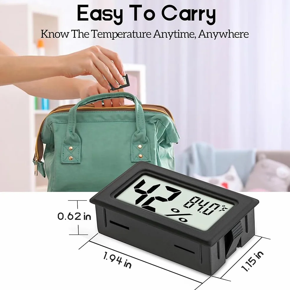 6Pcs thermomètres numériques d'intérieur, Mini hygromètre, Thermomètre numérique Humidité avec (℉), Incubateur, Thermomètre d'intérieur pour serre, jardin