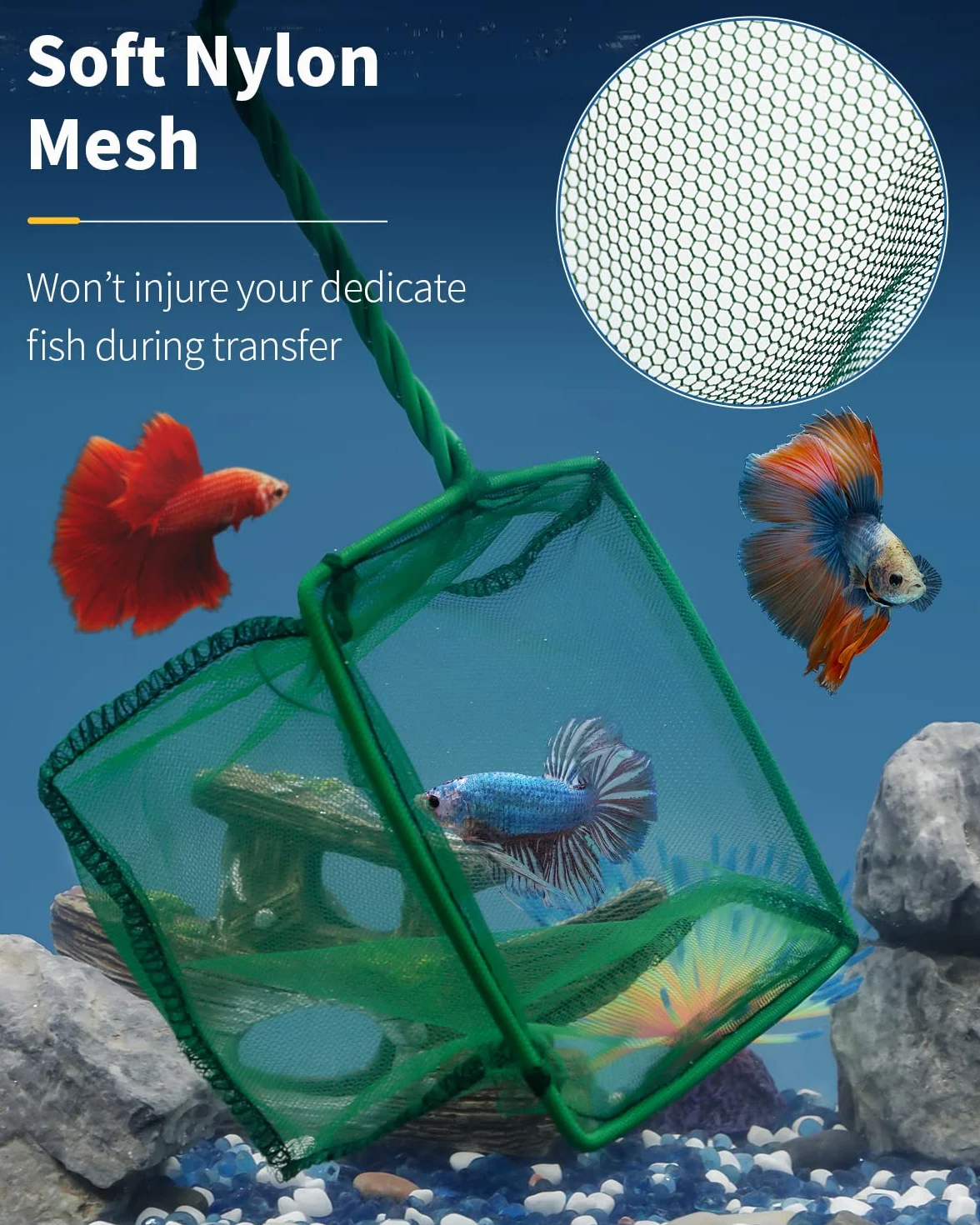 Pawfly Épuisettes pour Aquarium 10 & 15 cm Mailles Fines Souples