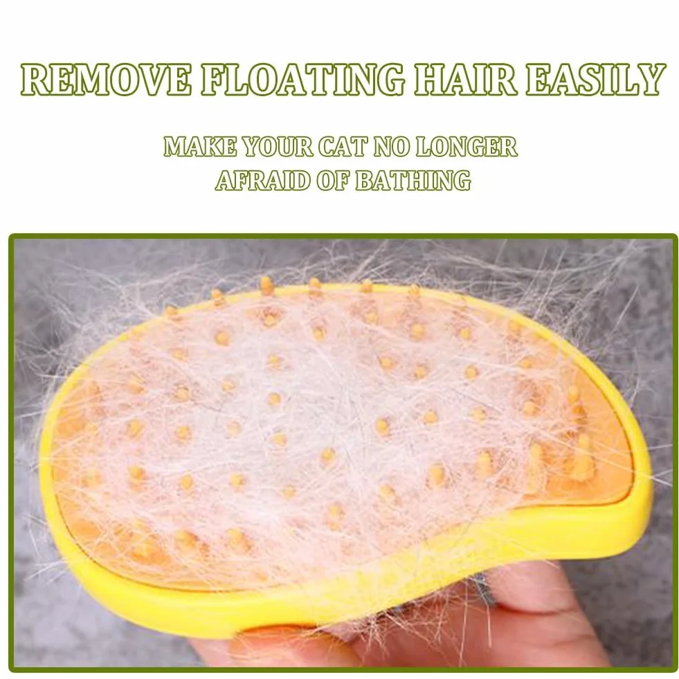 Cat Brush 3 In1 Self Cleaning Steam Cat Brush for Massage Tangled Hair Yellow