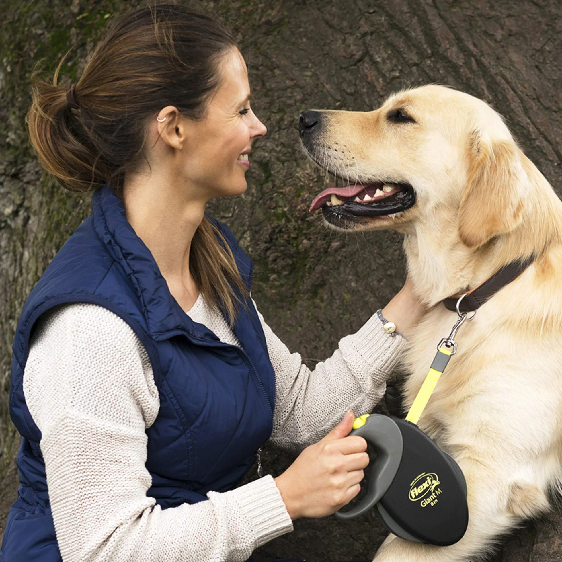 flexi® Giant Professional Laisse rétractable à sangle 10 m chiens jusqu'à 50 kg Noir jaune fluo