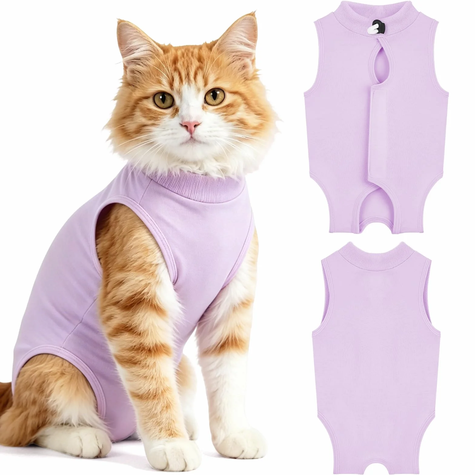 OFFCUP Gilet de Récupération Chat 2 PCS Protection Léchage Plaies Abdominales Violet