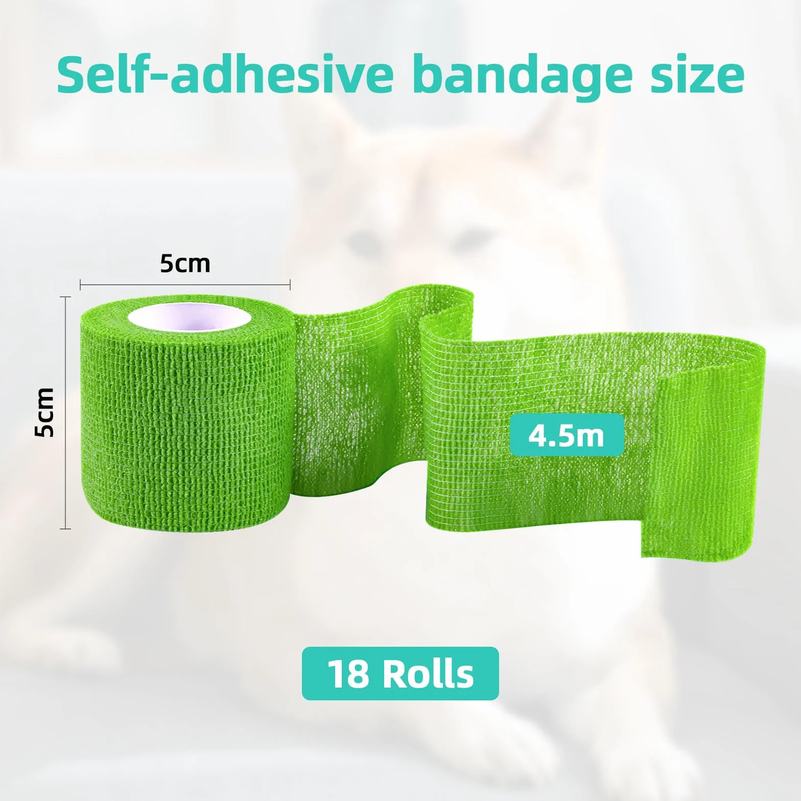 Carehabi Bandage Autoadhésif 18 Rouleaux 5cm x 4.5m Bande Cohesive Multicolore Vétérinaire Élastique Autocollant