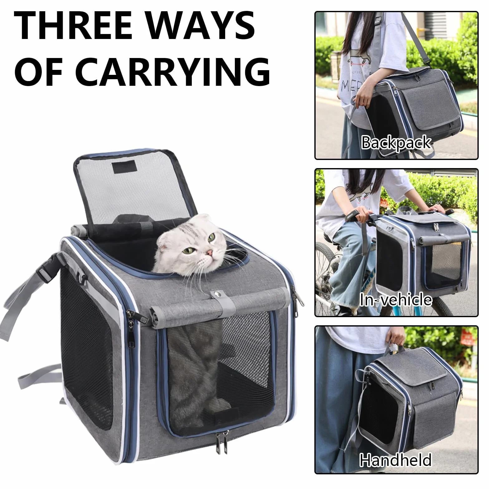 Panier Chien Vélo Sac à Dos Pliable Chat Fenêtre Filet Max 10 kg