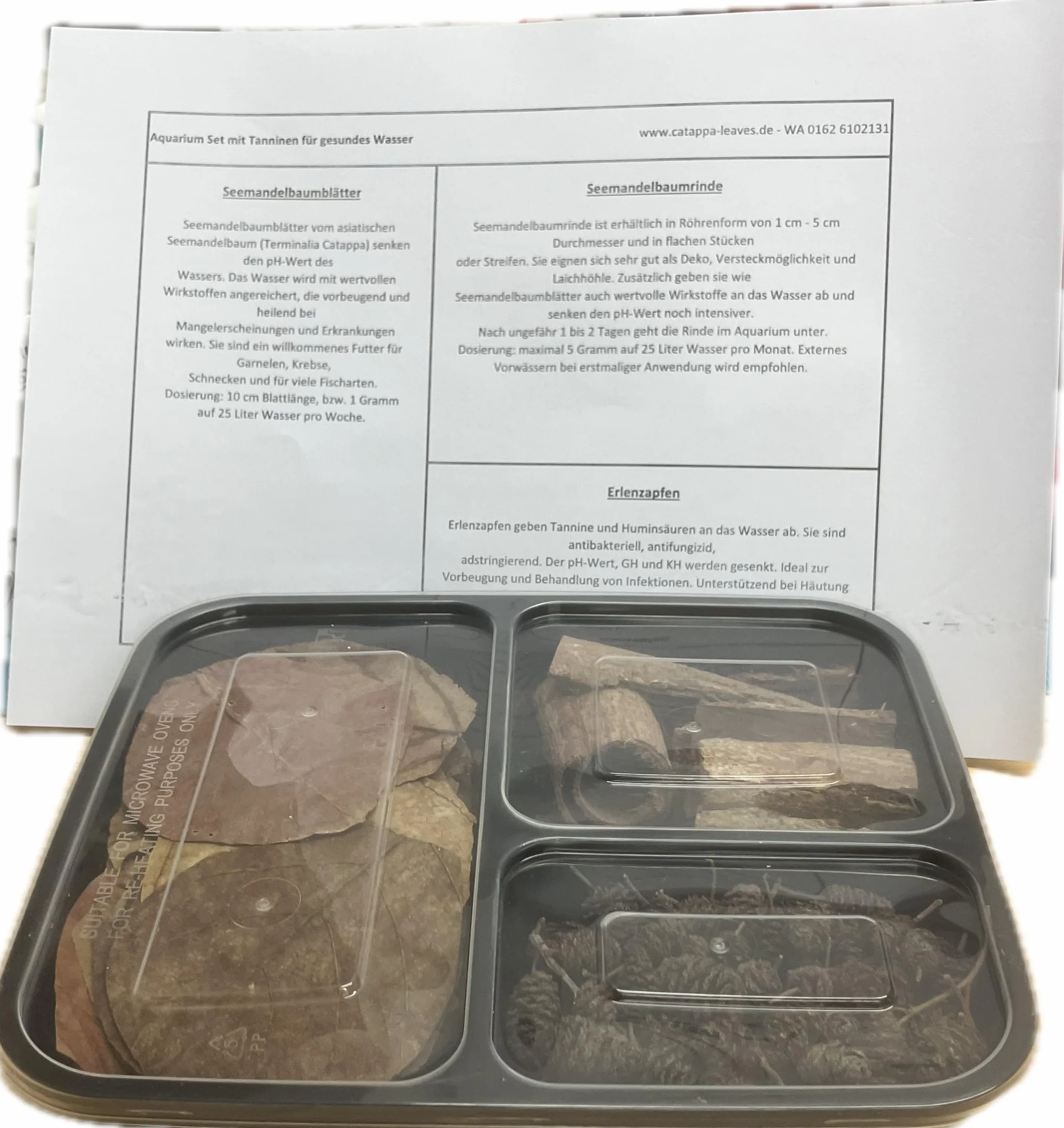 Kit d'aquarium avec tanins – Cônes d'aulne, feuilles de badamier, écorce de badamier