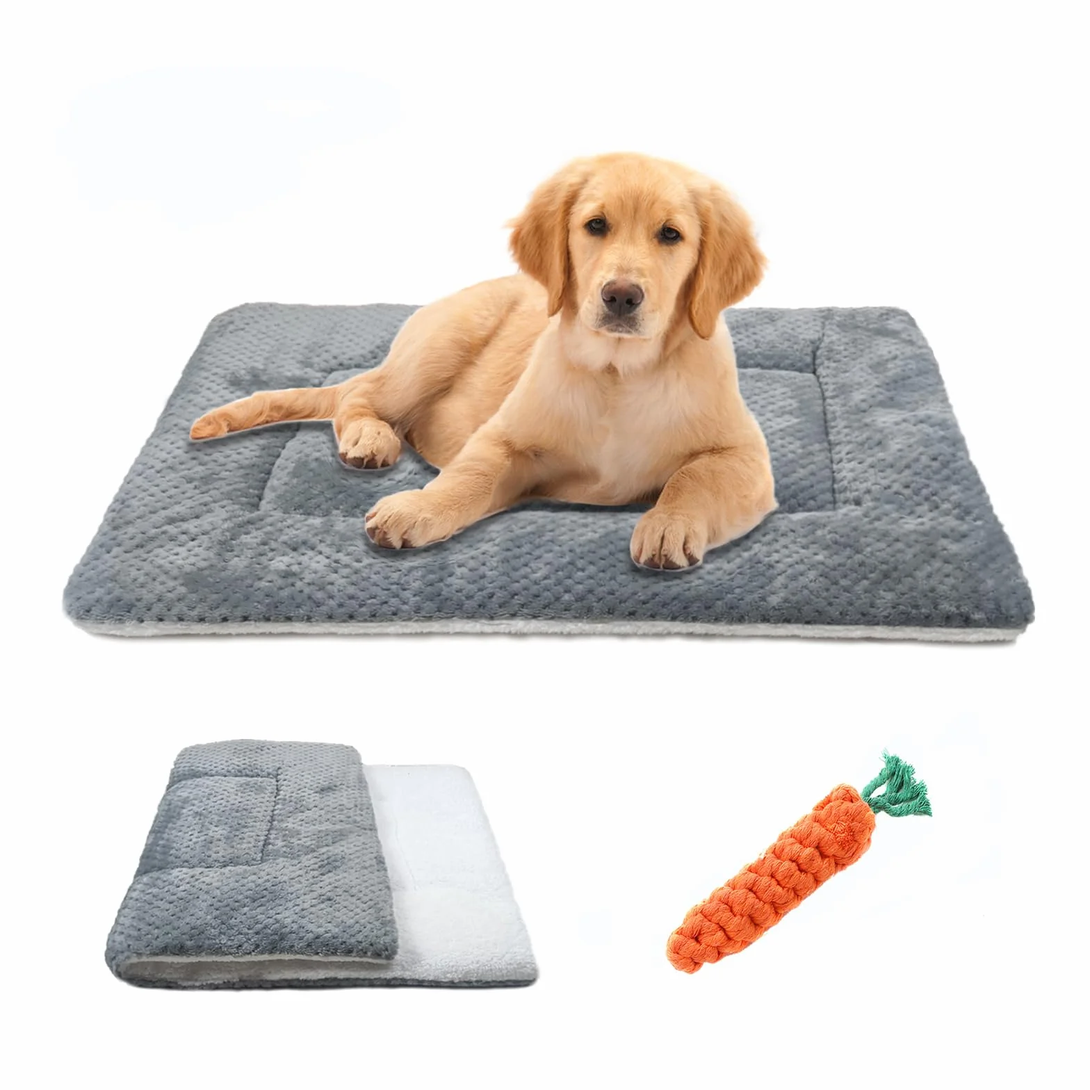 Tapis pour Chiens Réversible Matelas Doux Confortable Coussin de Voyage Lavable Gris 50x40cm