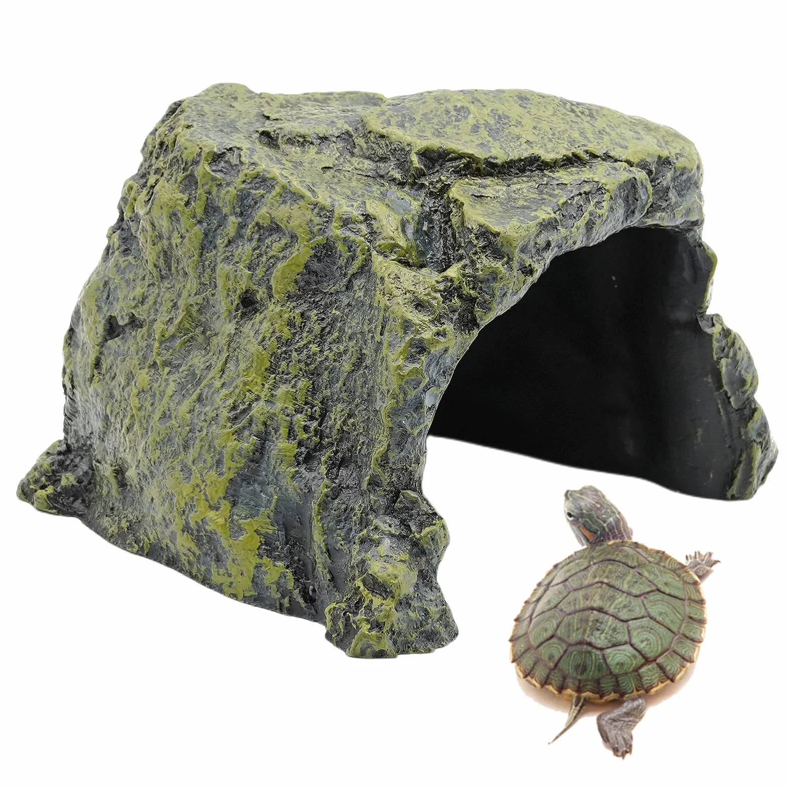 Grande Cachette Reptile Résine Abri Tortue Lézard Serpent Amphibiens Décoration Terrarium Aquarium
