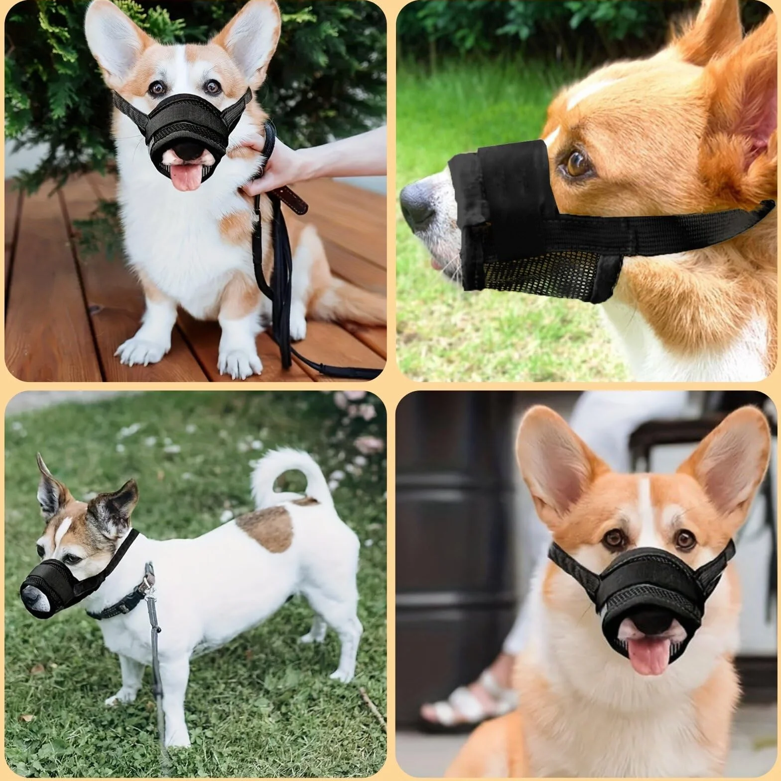KEYRI 2 Pièces Muselière pour Chiens Muselière Souple Réglable pour Chiens Respirant Muselière en Nylon pour Chien Museliere Anti-Aboiements et Anti-Morsures Museau d'Entraînement (Noir, Petit)