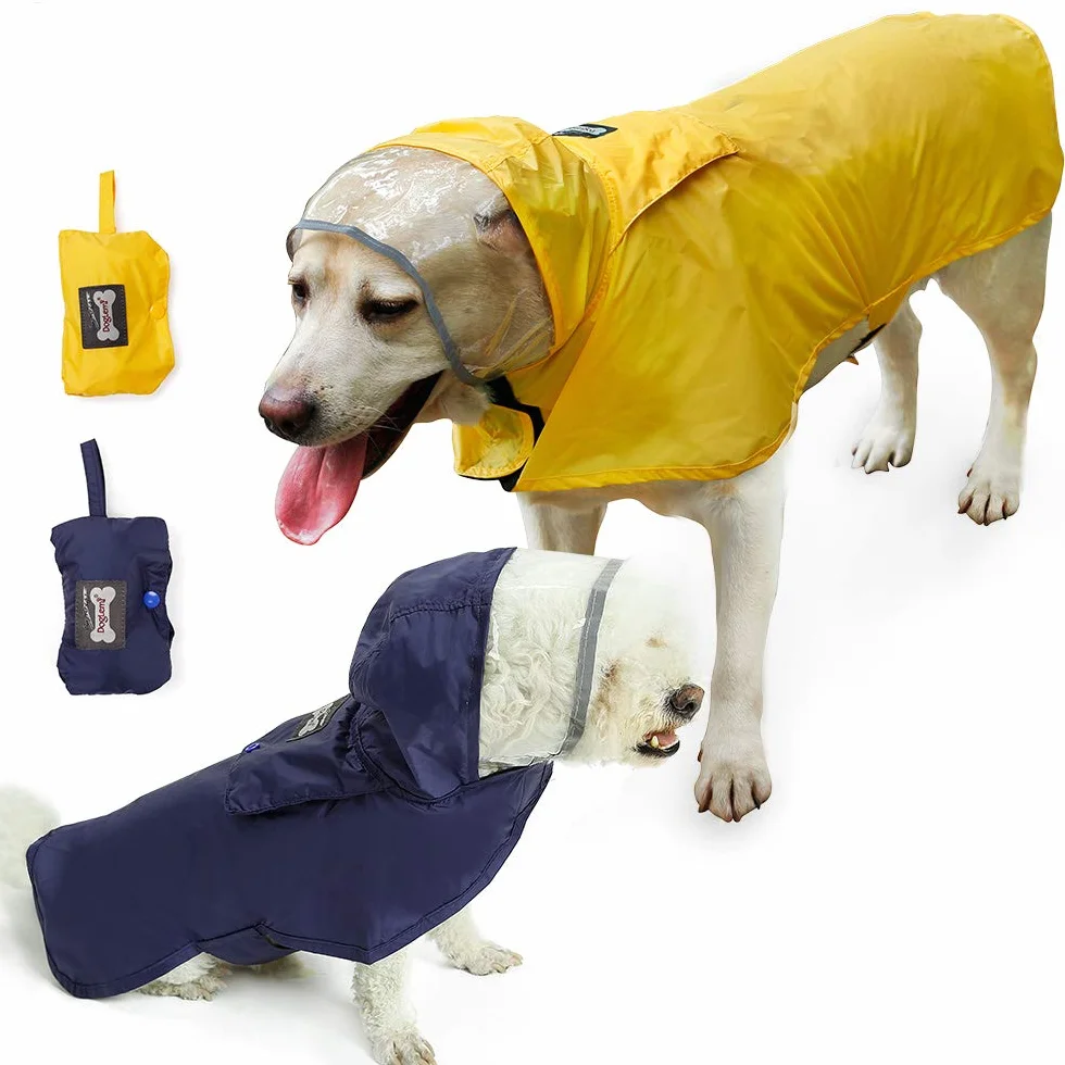 Veste de Pluie pour Chien, Manteau Imperméable avec Capuche, Réglable pour Chiens de Petite, Moyenne et Grande Taille (XXXL: Neck 68-72cm, Chest 80-92cm, Blue)