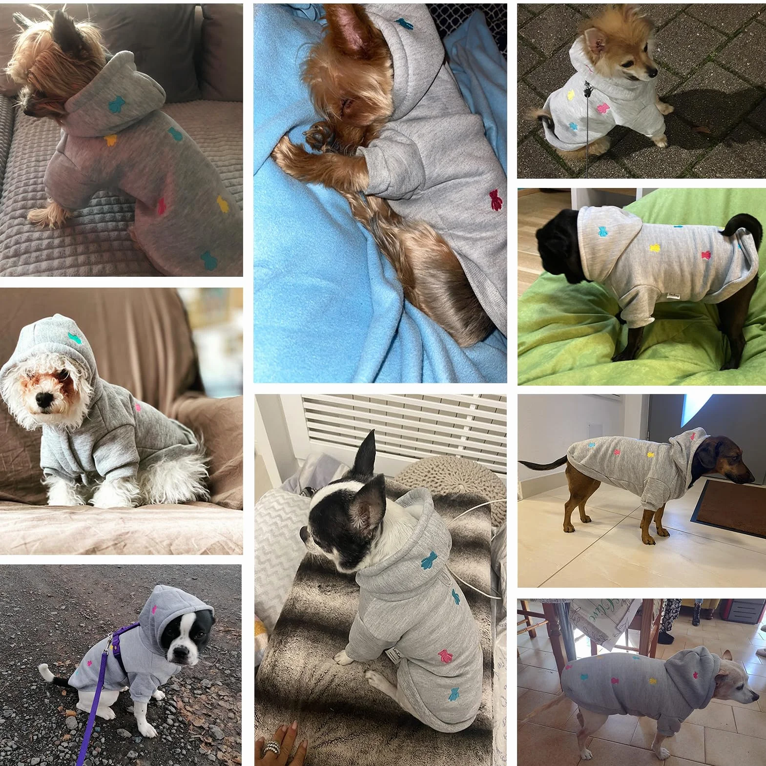 LeerKing Sweats à Capuche Chaud pour Chien en Coton Gris XXS